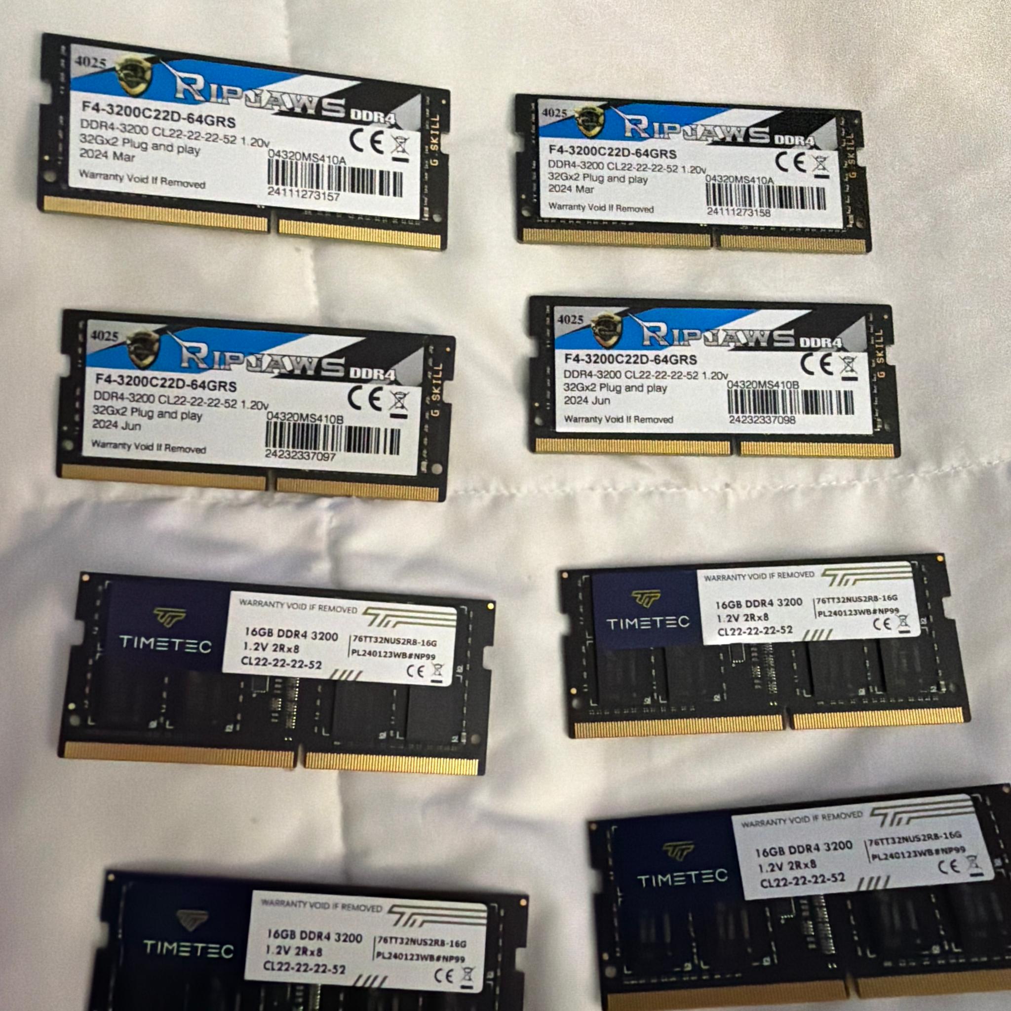 2x64GB Dual Channel Sodimm 2x 32GB Sodimm both DDR4 3200