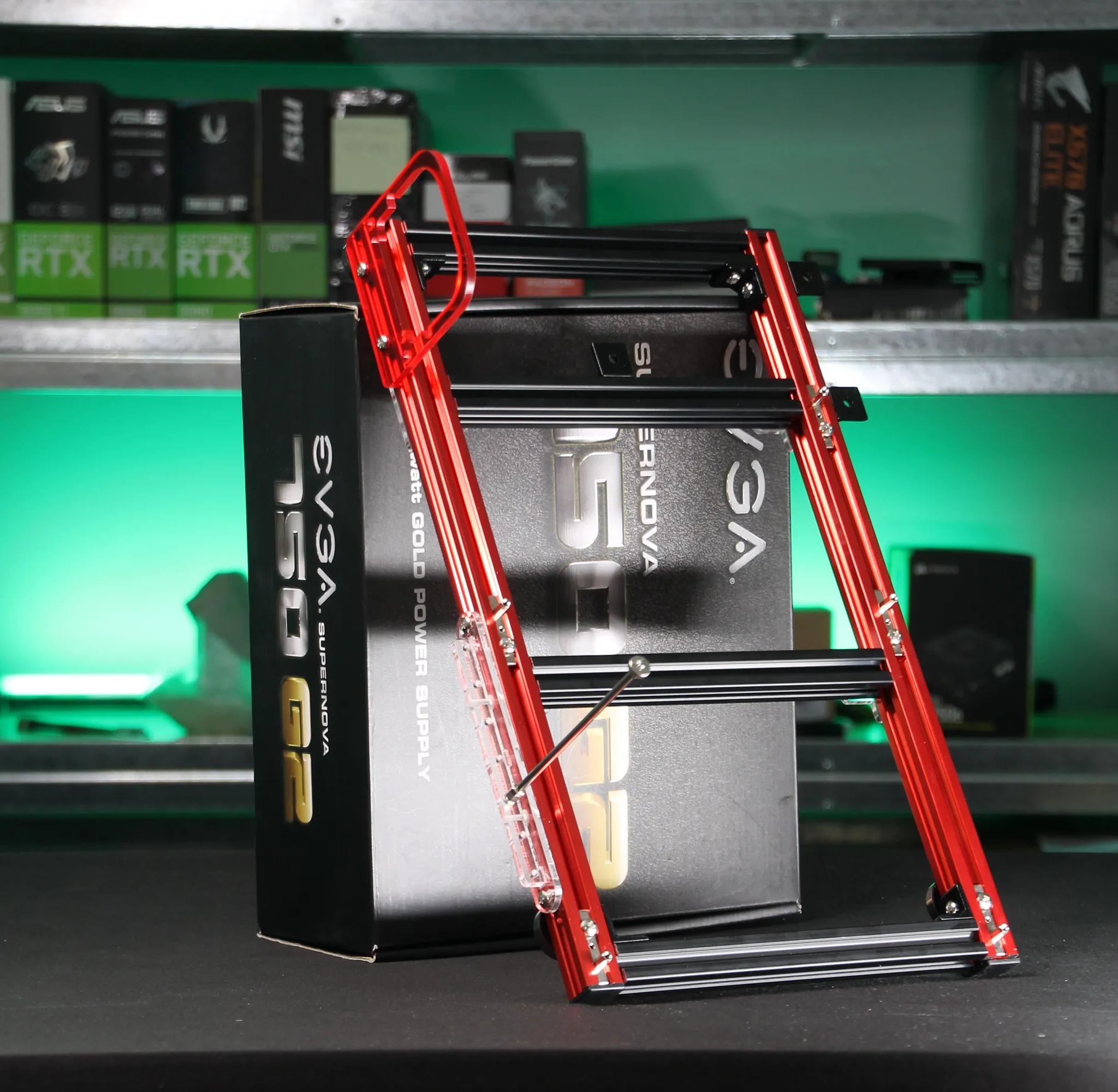 Open-Air Aluminum Test Bench (Black / Red)