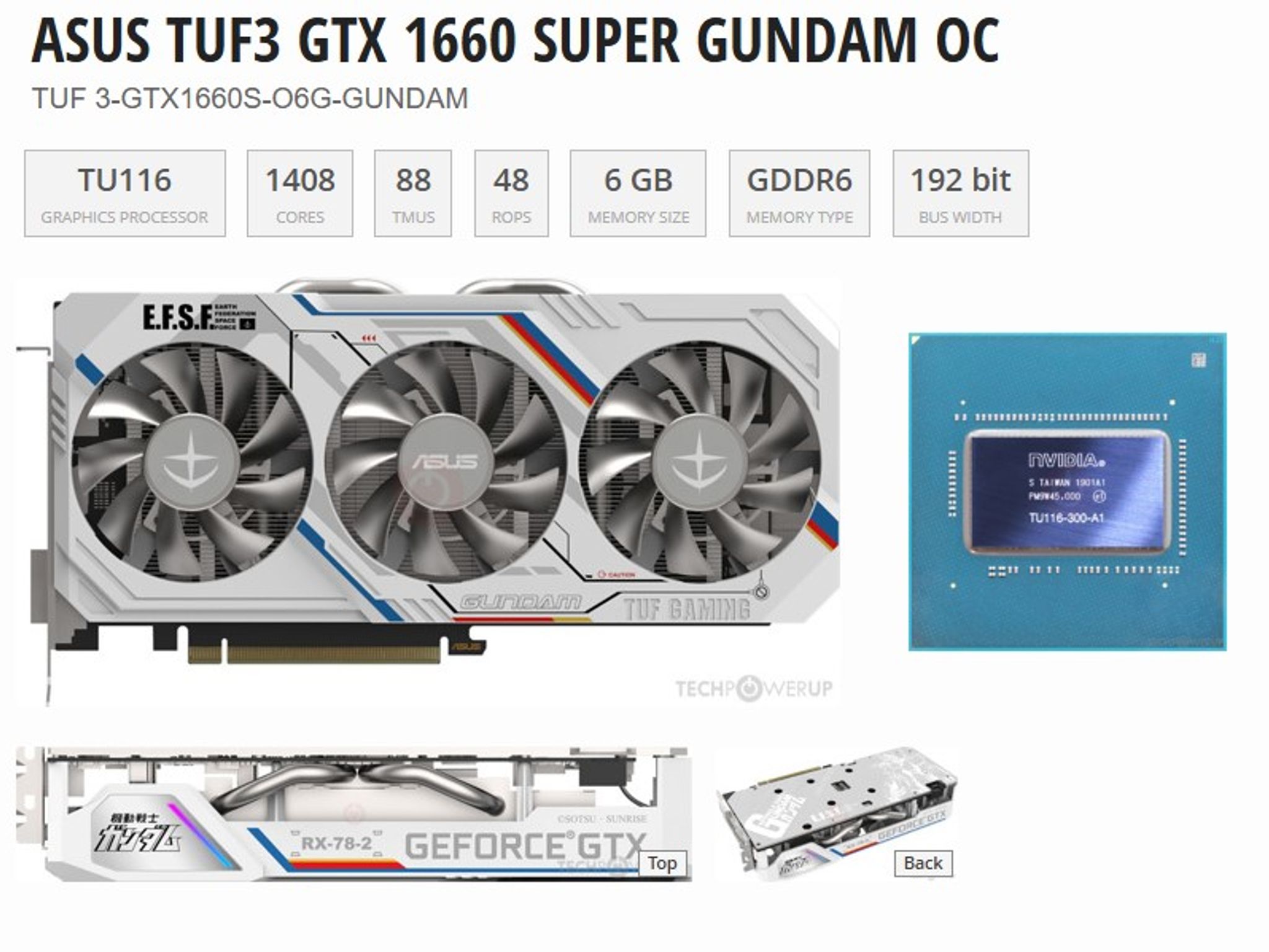 ASUS TUF3 GTX 1660 SUPER GUNDAM OC