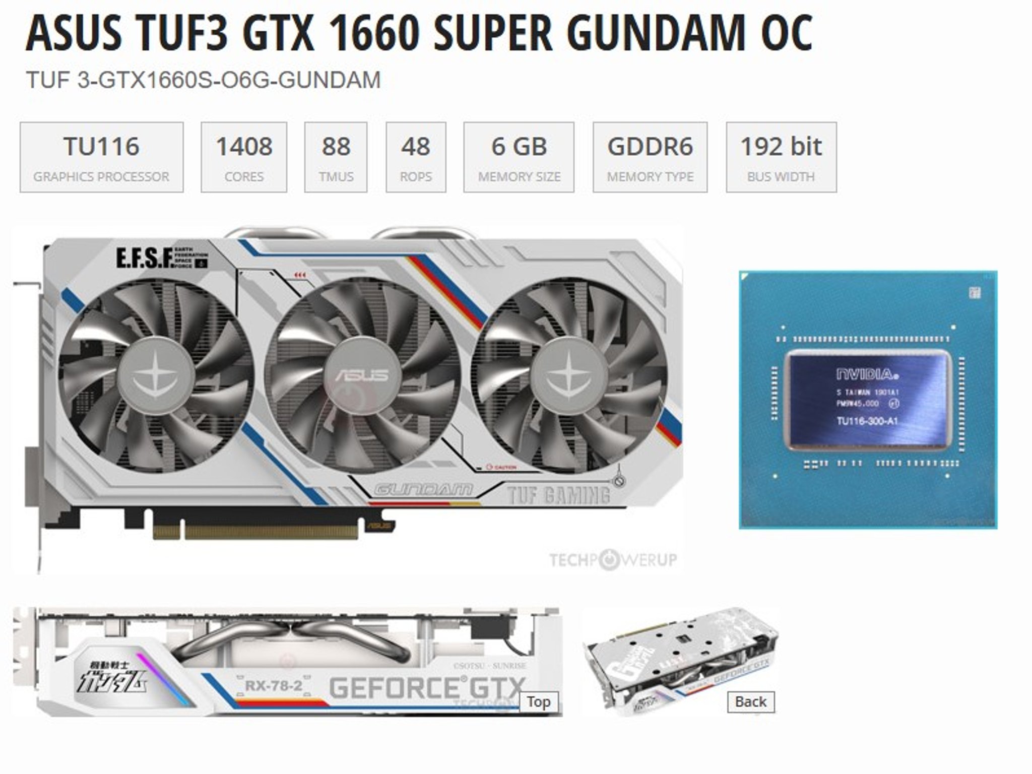 ASUS TUF3 GTX 1660 SUPER GUNDAM OC