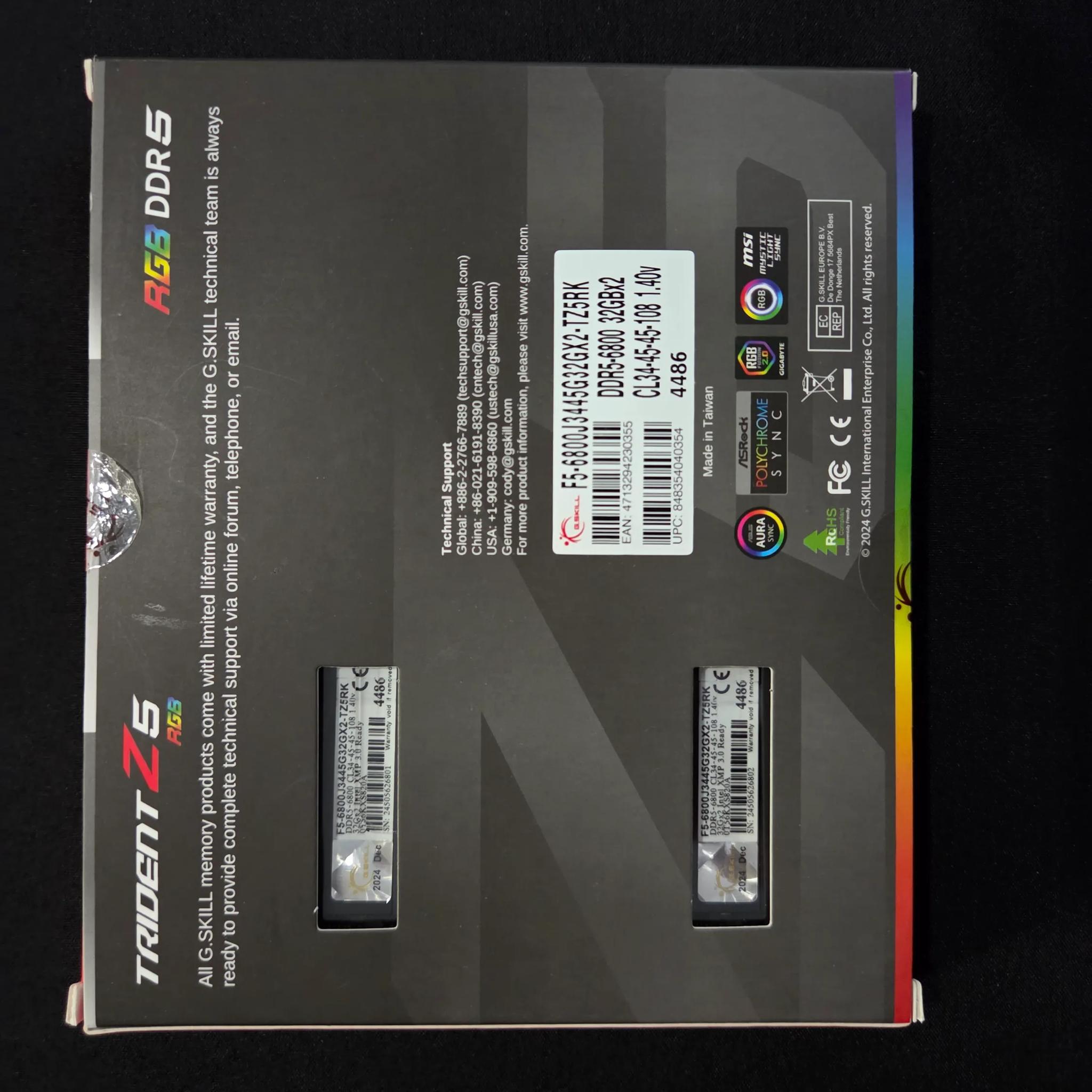 G.Skill Trident Z5 Intel / XMP 64GB Total DDR5 6800 CL34