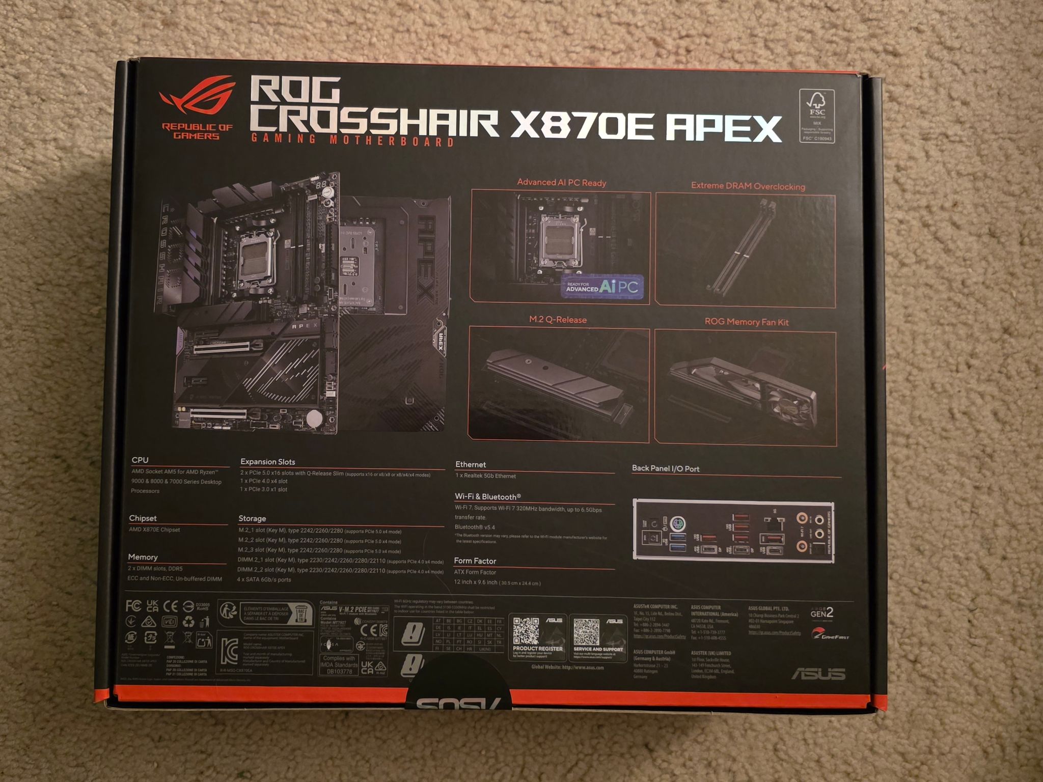ASUS ROG CROSSHAIR X870E APEX AM5 ATX Motherboard Brand New Sealed