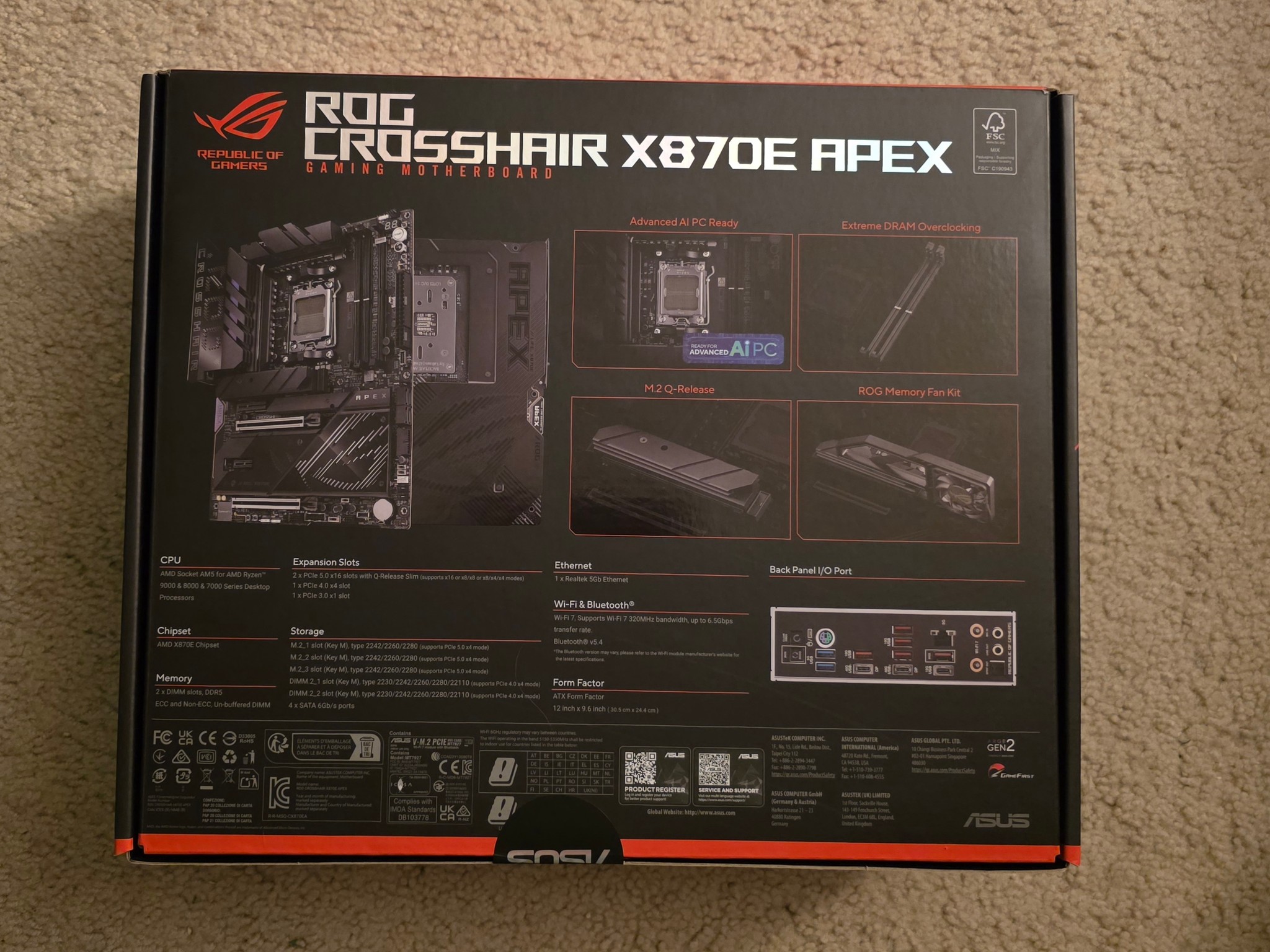ASUS ROG CROSSHAIR X870E APEX AM5 ATX Motherboard Brand New Sealed