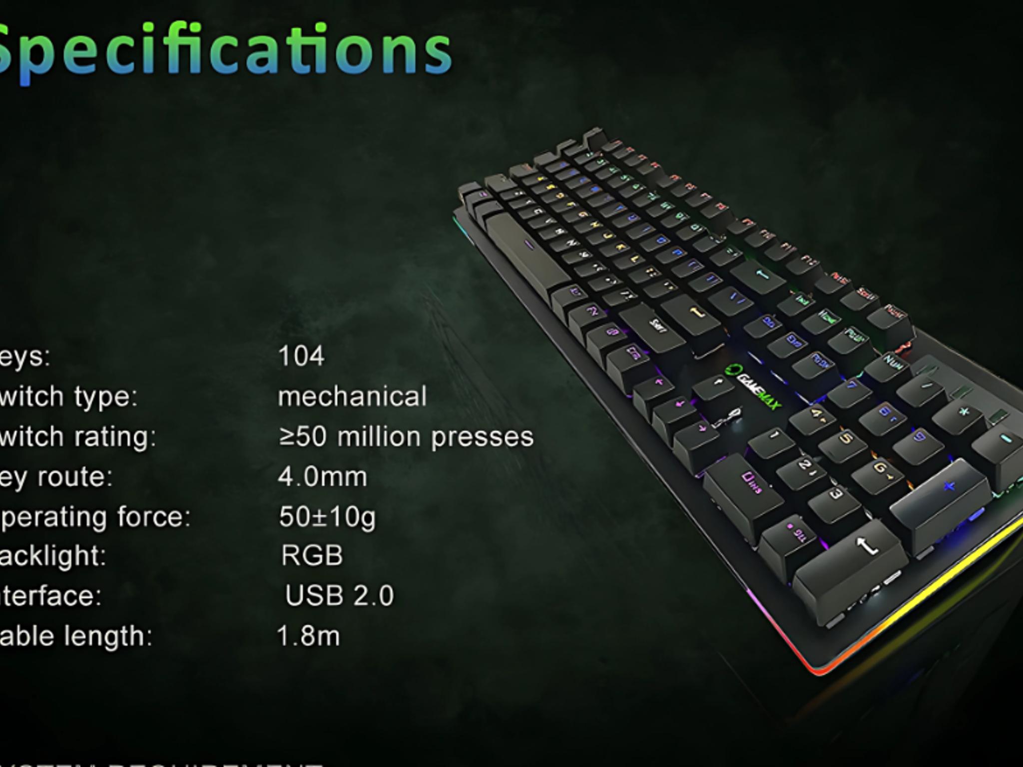 K801 Mechanical Gaming Keyboard – RGB Backlit, Blue Switches, Anti-Ghosting, Full-Size 104 Keys