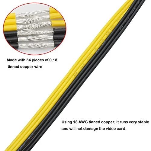 2 Packs SATA 15 Pin to 6 Pin Video Card GPU Power Supply Cable 8.6inch 22cm