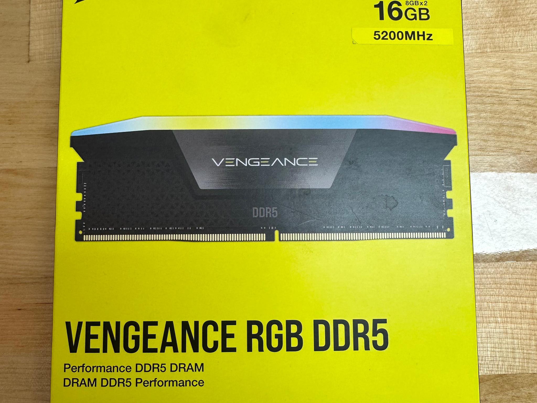 16GB DDR5 Corsair Vengeance RGB 5200mt/s