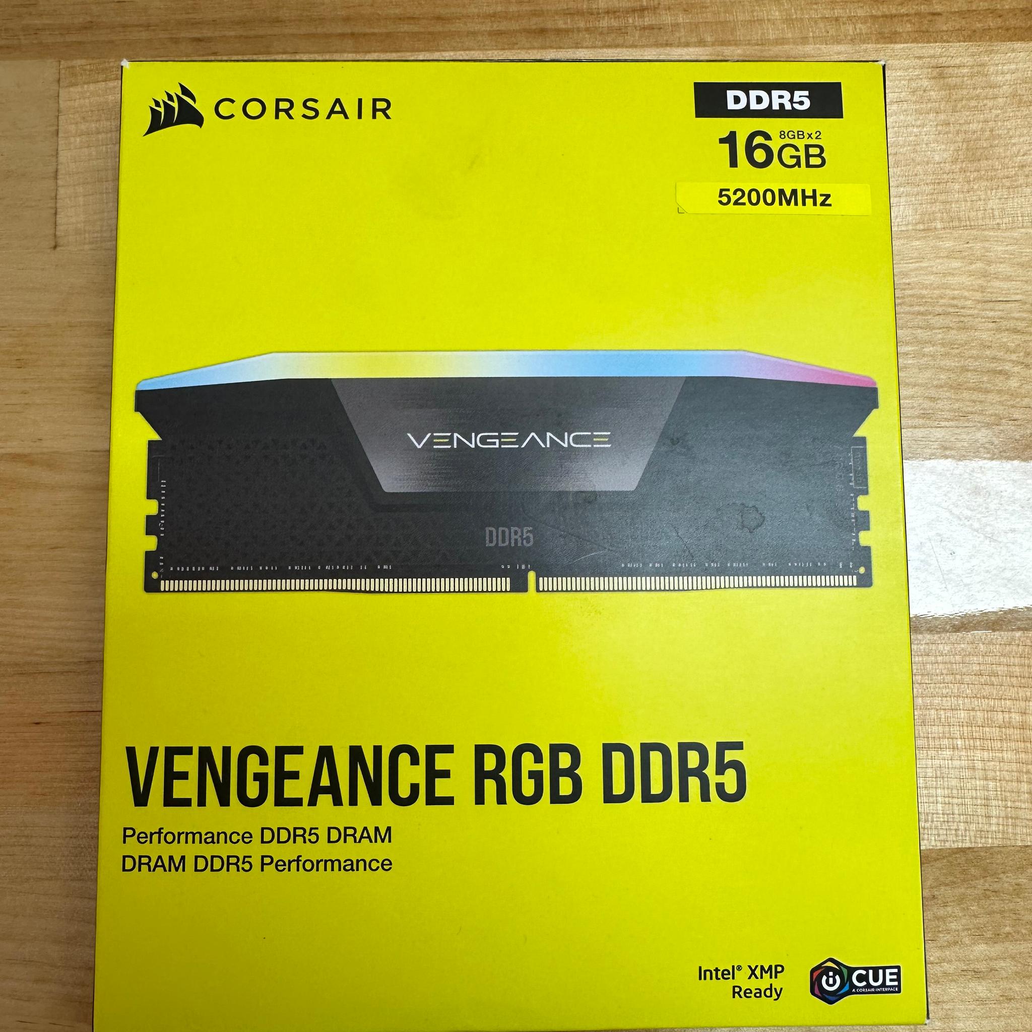16GB DDR5 Corsair Vengeance RGB 5200mt/s