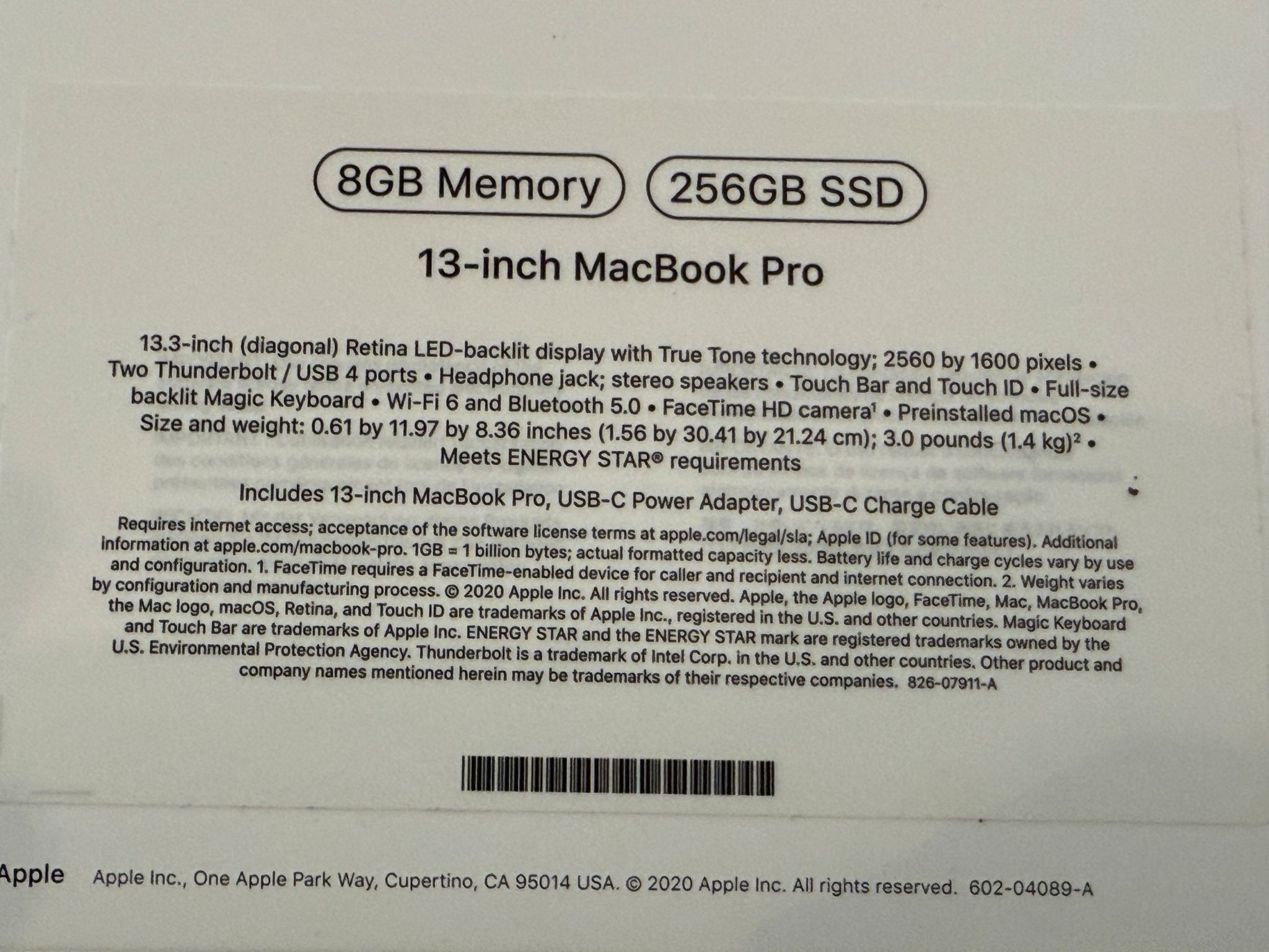 M1 Macbook Pro 13” 8gb 256gb