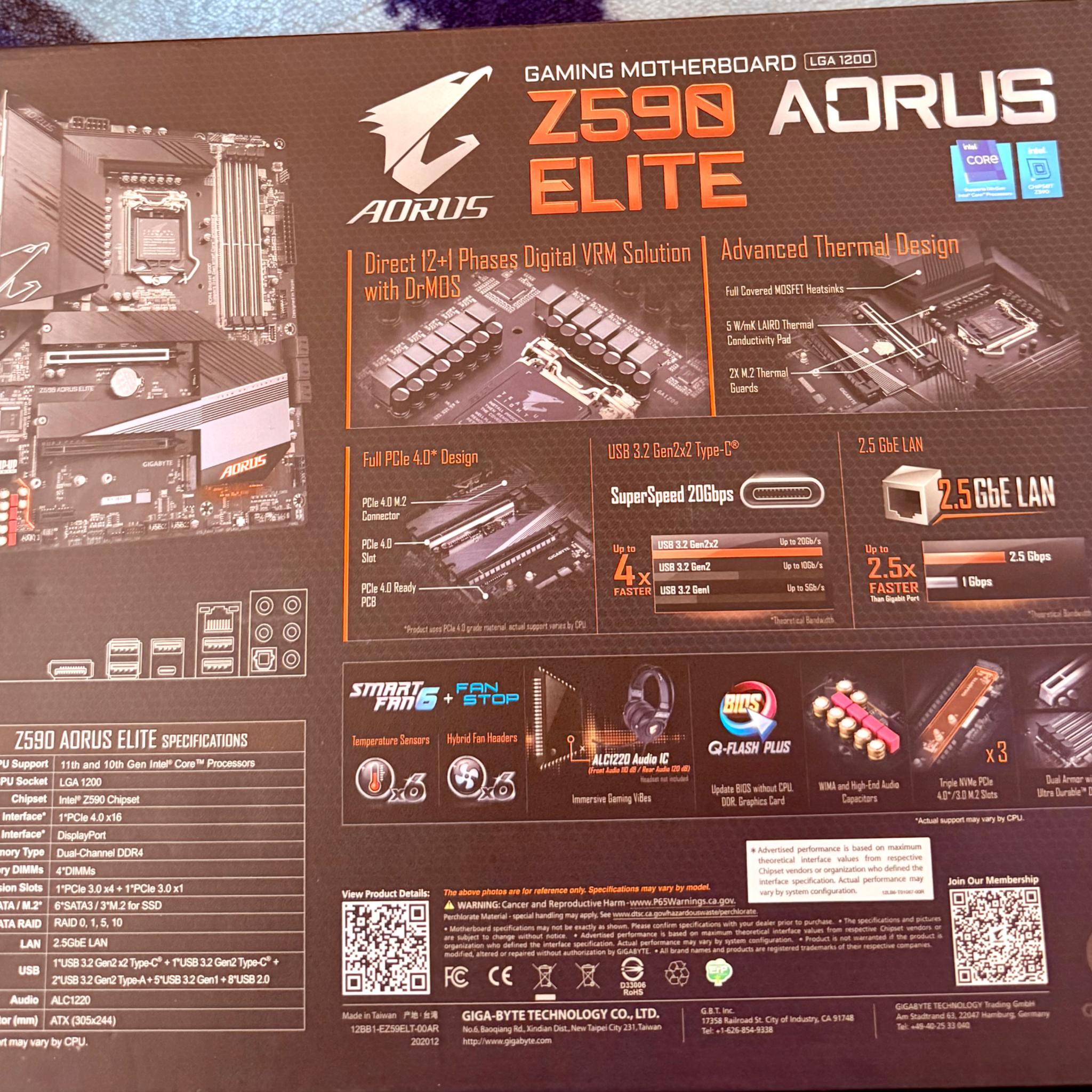 Z590 AORUS ELITE BUNDLE W/ INTEL CORE I9-11900K