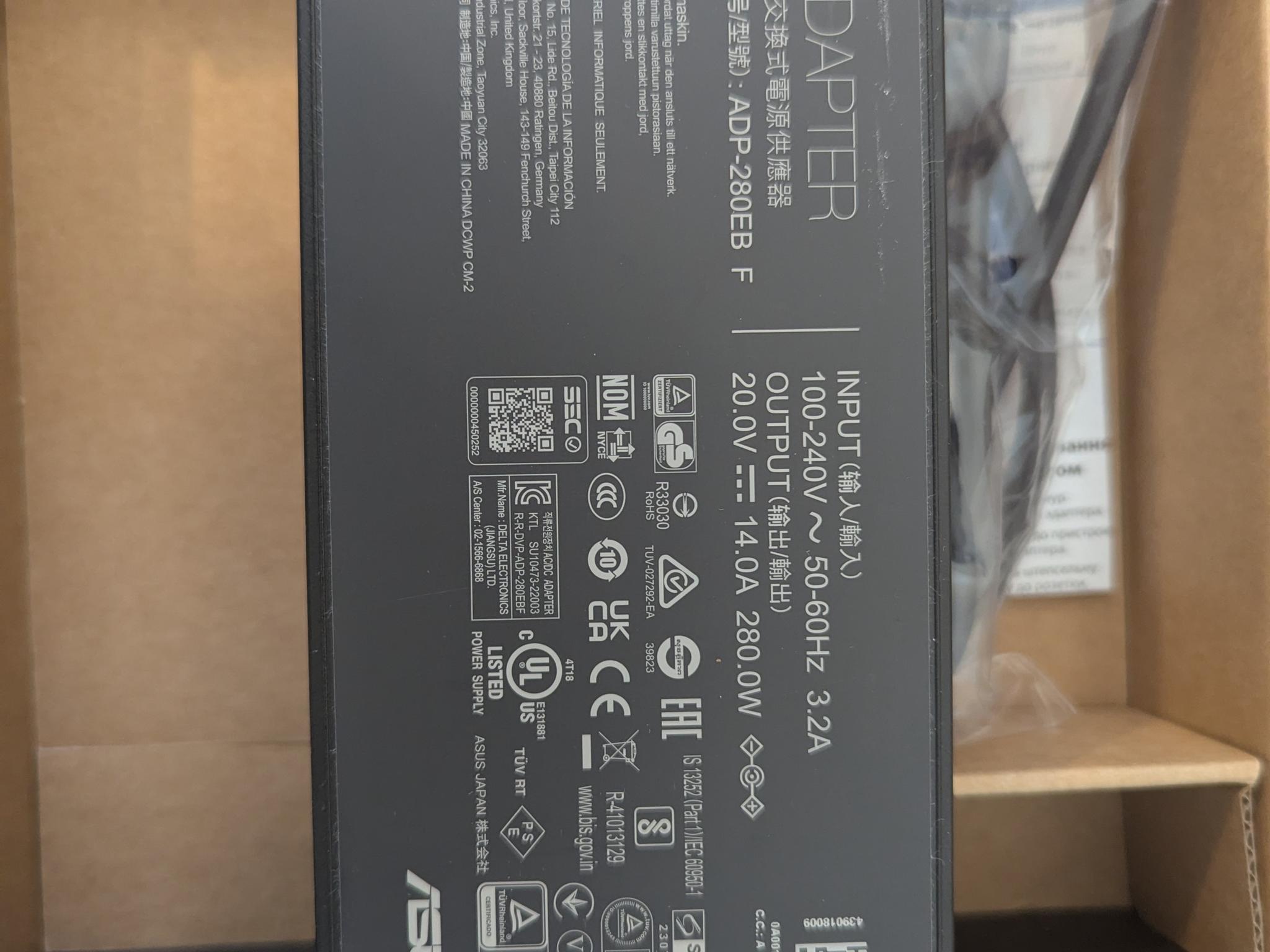 ROG 280W DC Adapter - ADP-280EB B (basically New)