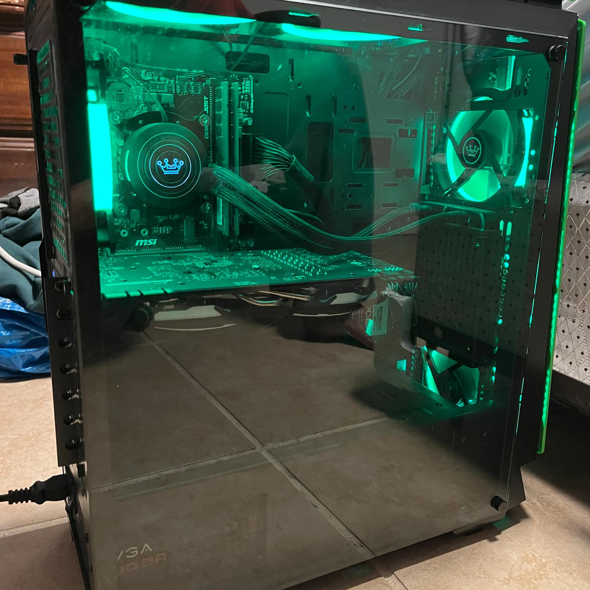 Gaming PC MSI GTX 1080 Intel i7 8700k Black and Green Full Tower 