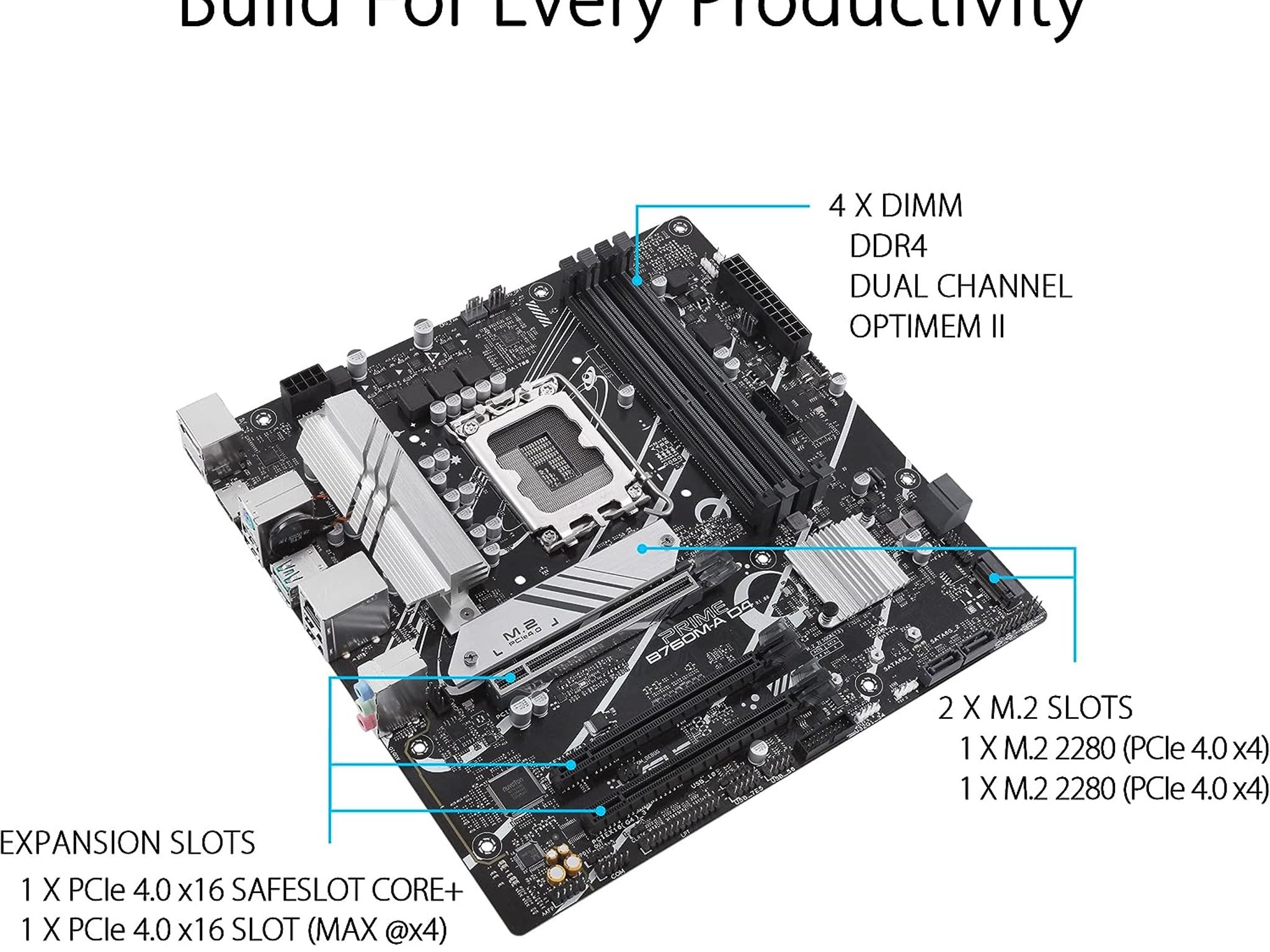 ASUS PRIME B760M-A D4 Intel B760 LGA 1700 microATX DDR4 Desktop Motherboard