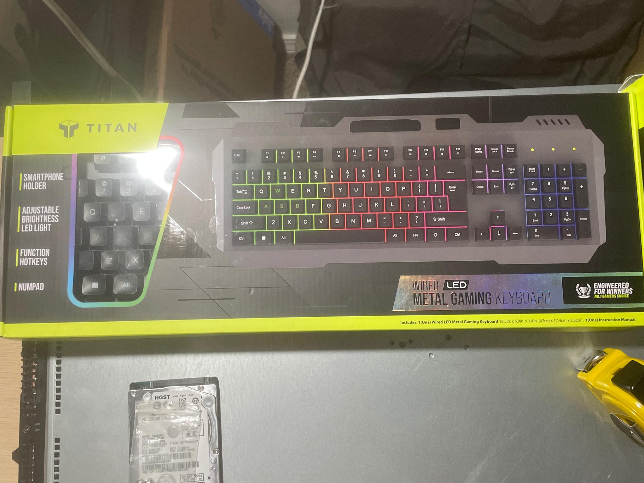 NEW TITAN Wired LED Metal Gaming Keyboard RGB