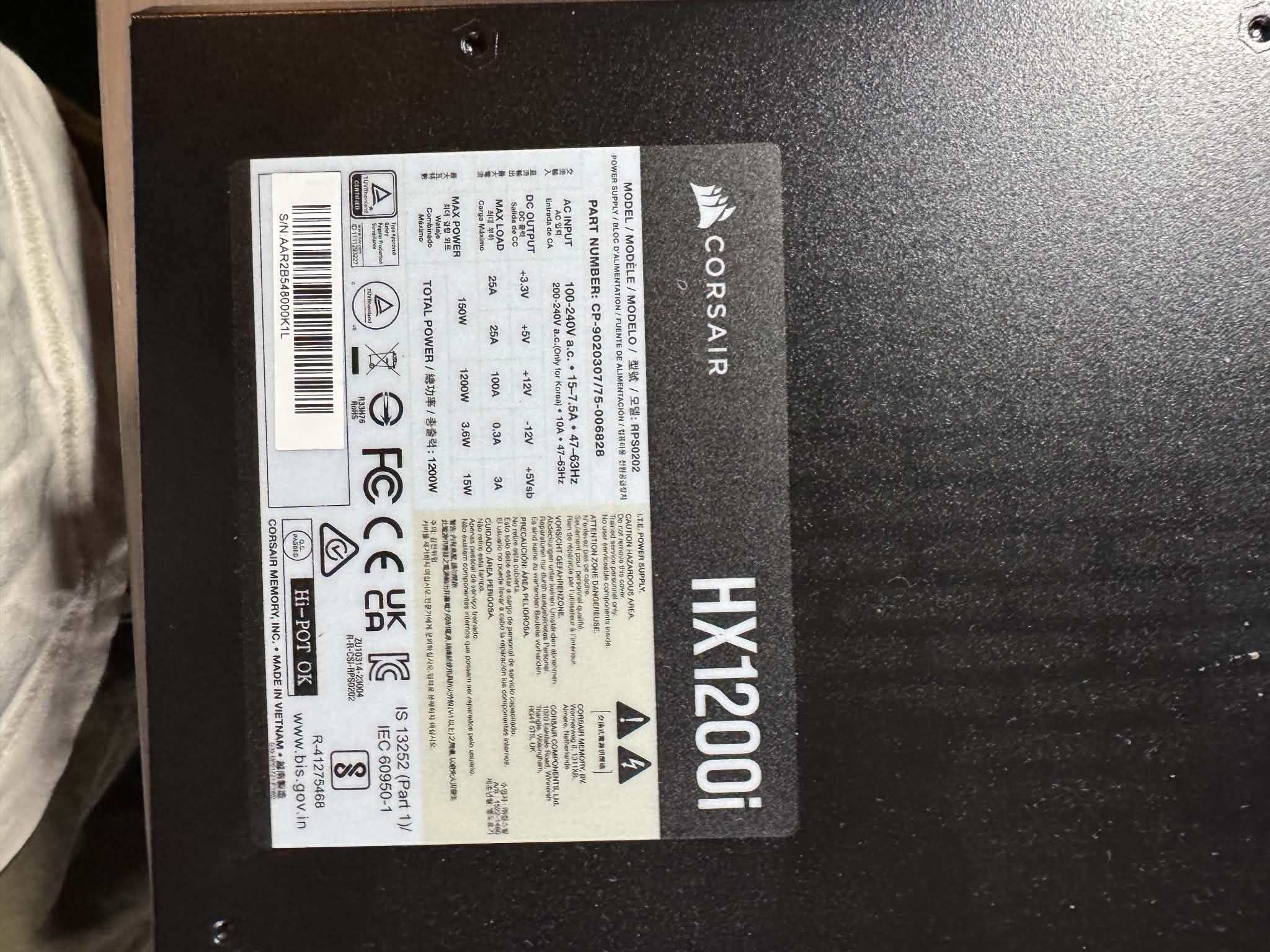 Corsair HX1200i 1200W ATX Modular Power Supply 80 Plus Platinum PSU