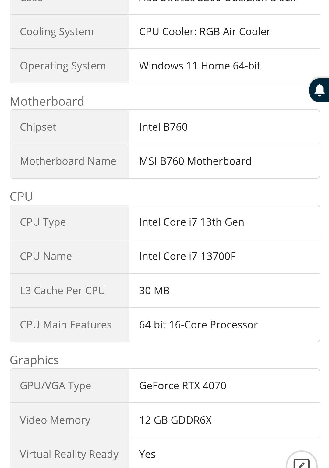 ABS Stratos Aqua Gaming PC – Windows 11 Home - Intel i7 13700F – GeForce RTX 4070