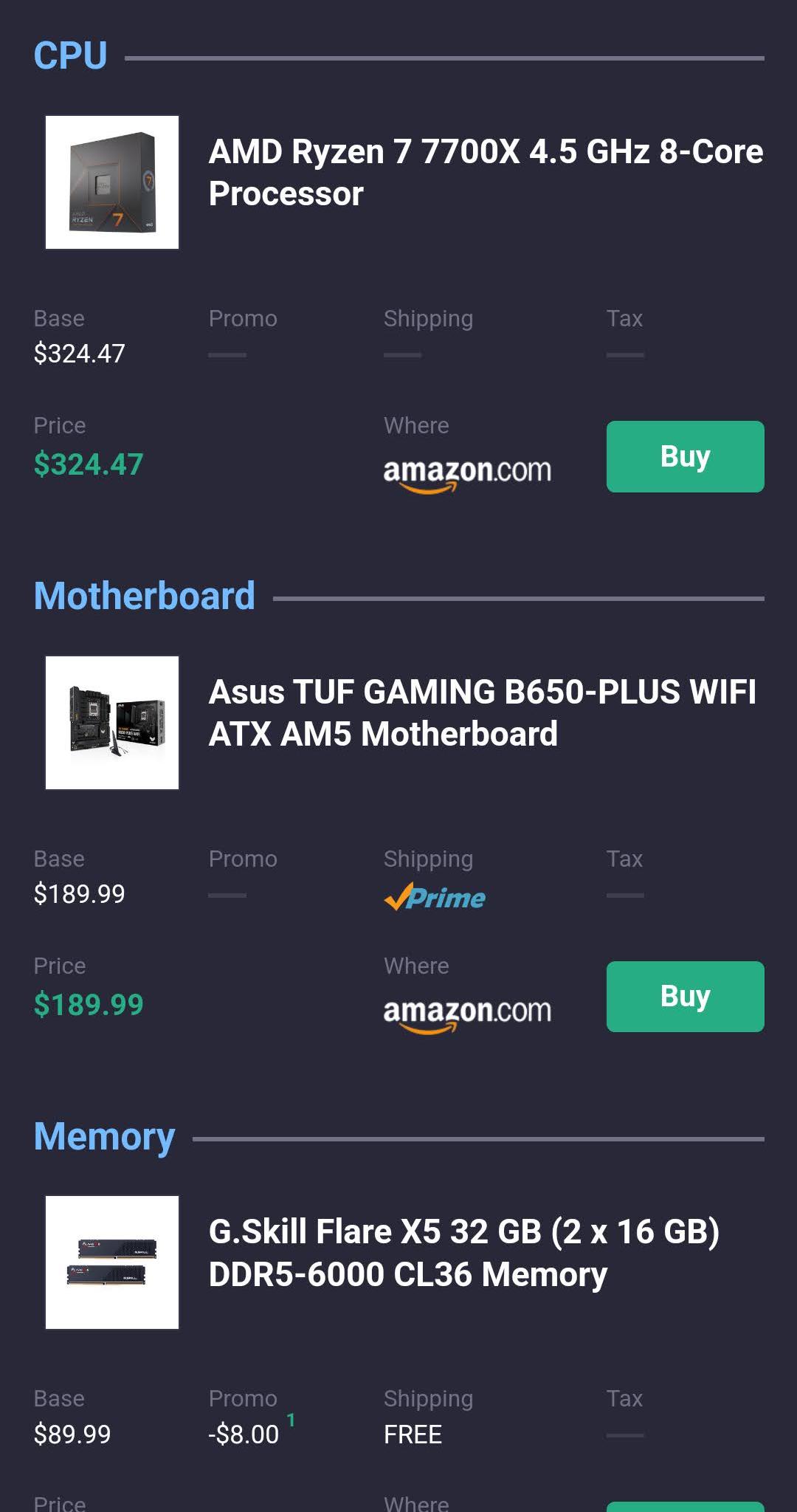 BNIB! On Sale! ASUS TUF Gaming B650-Plus|AMD Ryzen 7 7700X processor|32GB DDR5-6000 CL36 BNIB!