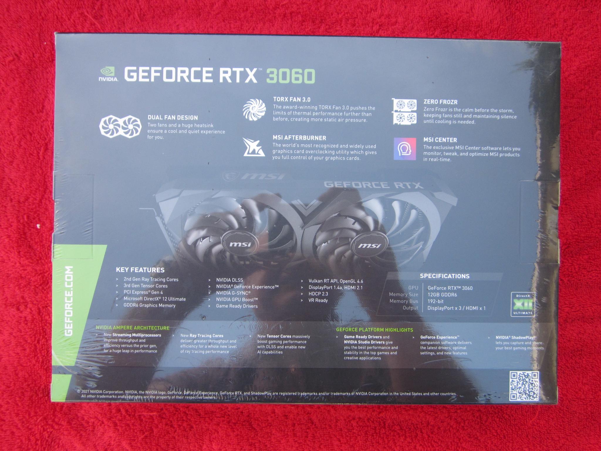 NEW! MSI NVIDIA RTX 3060 12GB Ventus 2X OC PCIe 4.0 Video Card