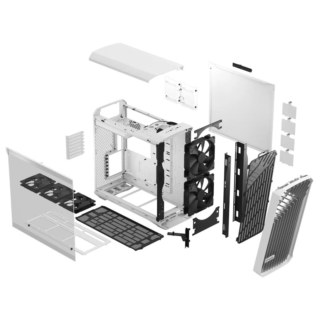 Fractal Design Torrent White E-ATX Tempered Glass Window High-Airflow Mid Tower Computer Case