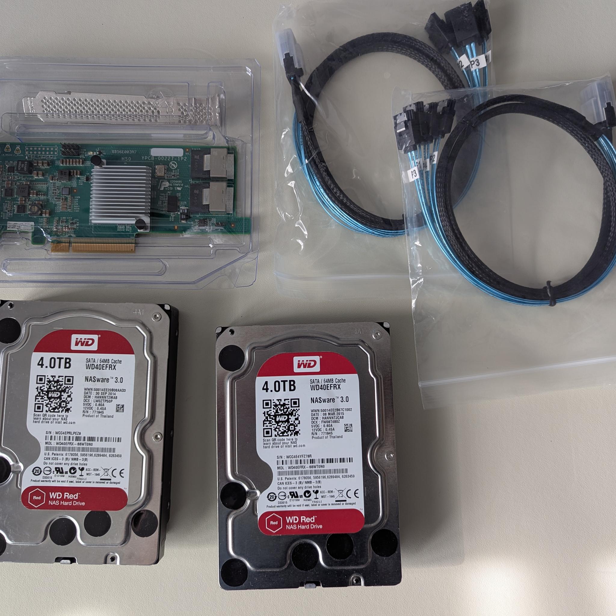 2 - Western Digital Red 4TB (8TB total) 3.5" HDD w/ RAID Controller WD40EFRX