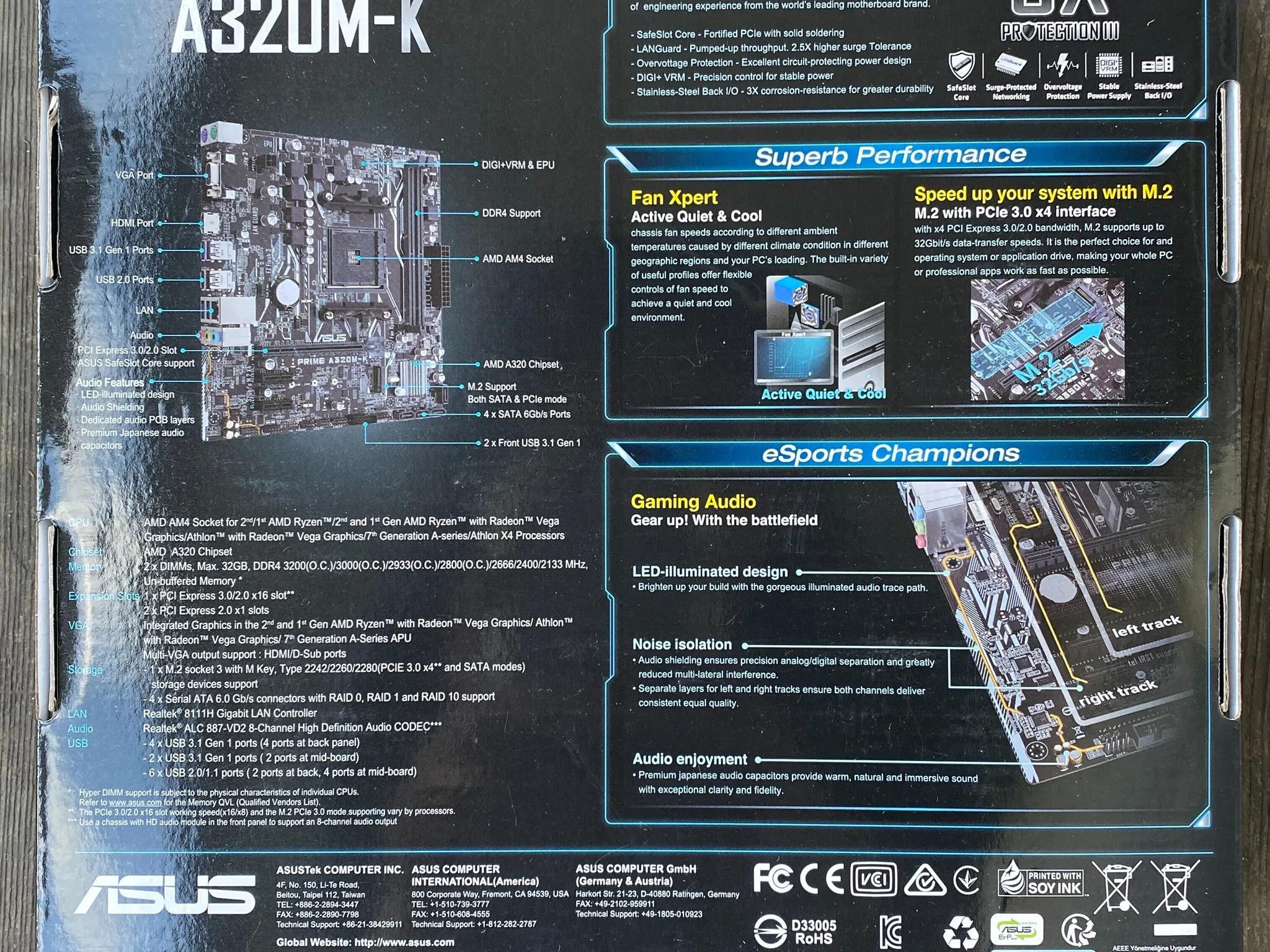 Asus Prime A320M-K AM4 Ryzen Motherboard