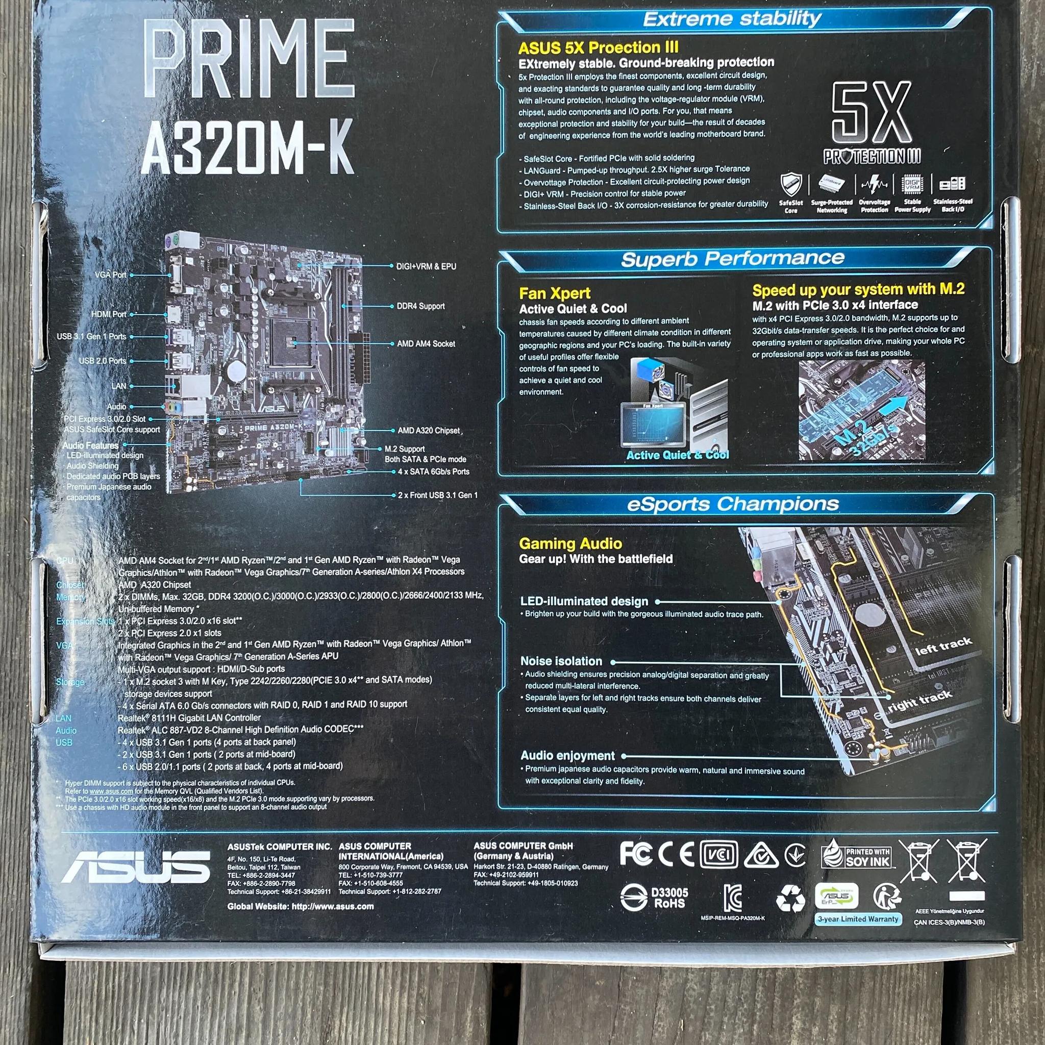Asus Prime A320M-K AM4 Ryzen Motherboard