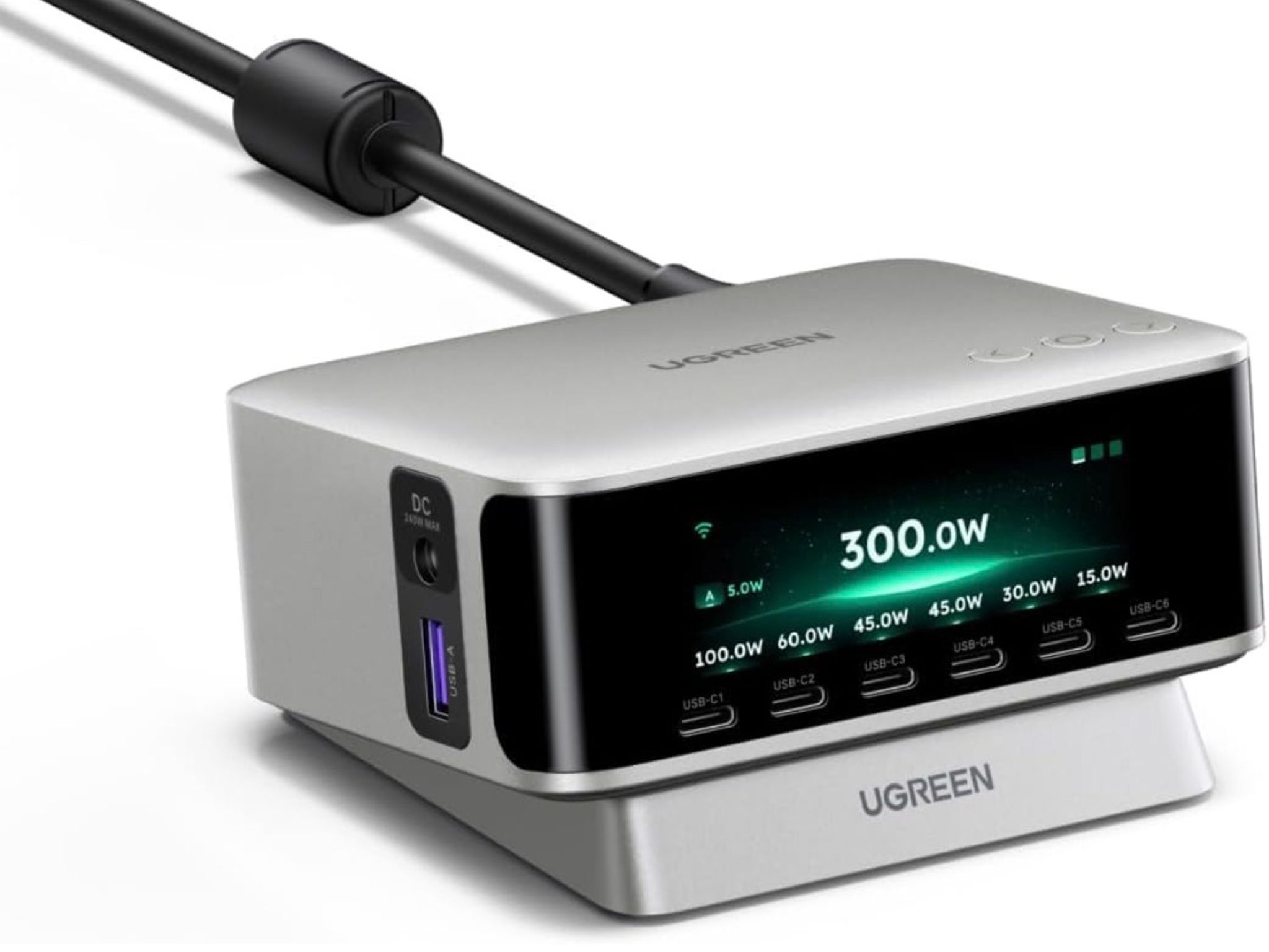 UGREEN Nexode Pro 300W Charging Station with Smart Display, 8-Port Charger