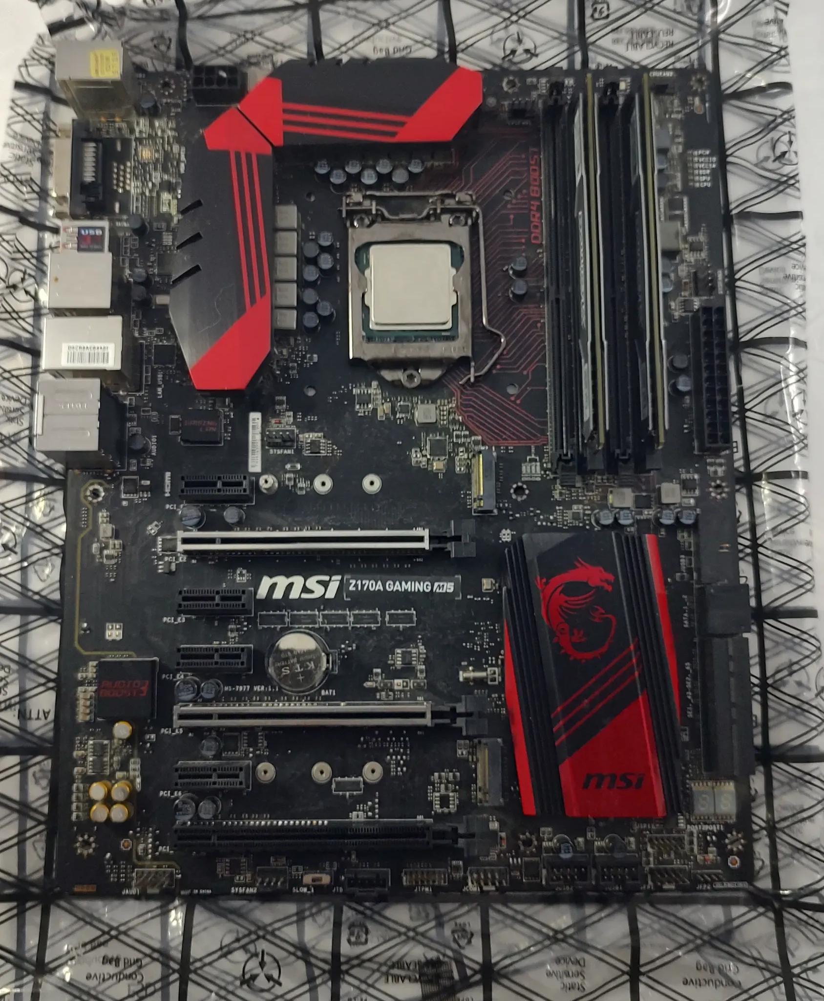 MSI Z170a MOBO, I5-6600K CPU, & 16GB DDR4 Memory Combo