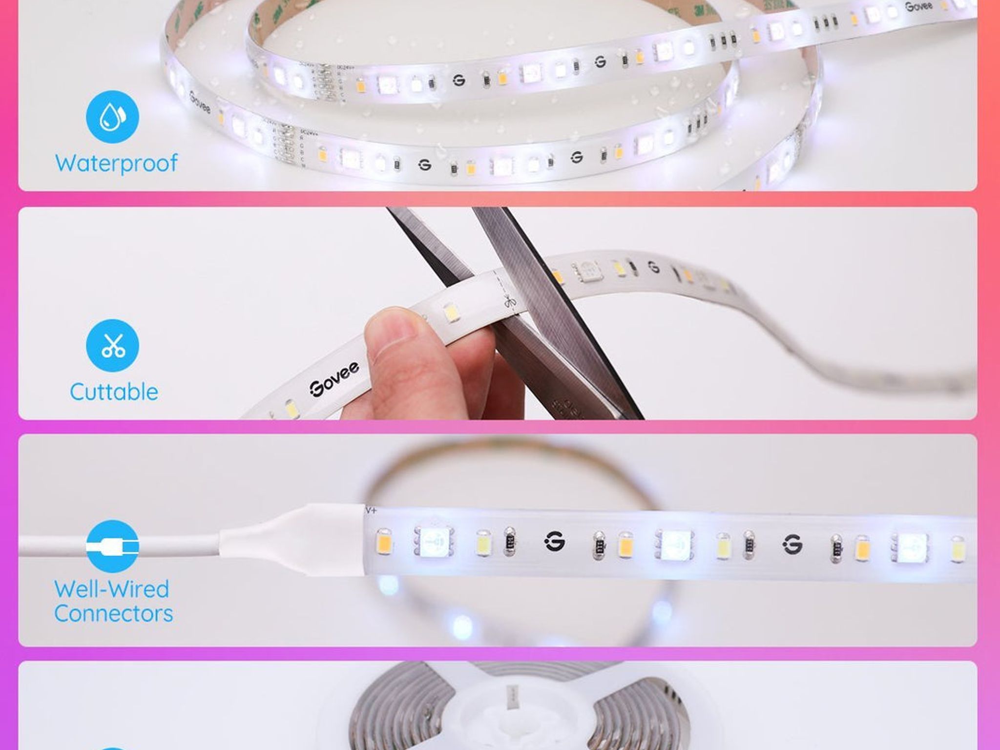 Govee RGBWW LED Strip Lights With Protective Coating