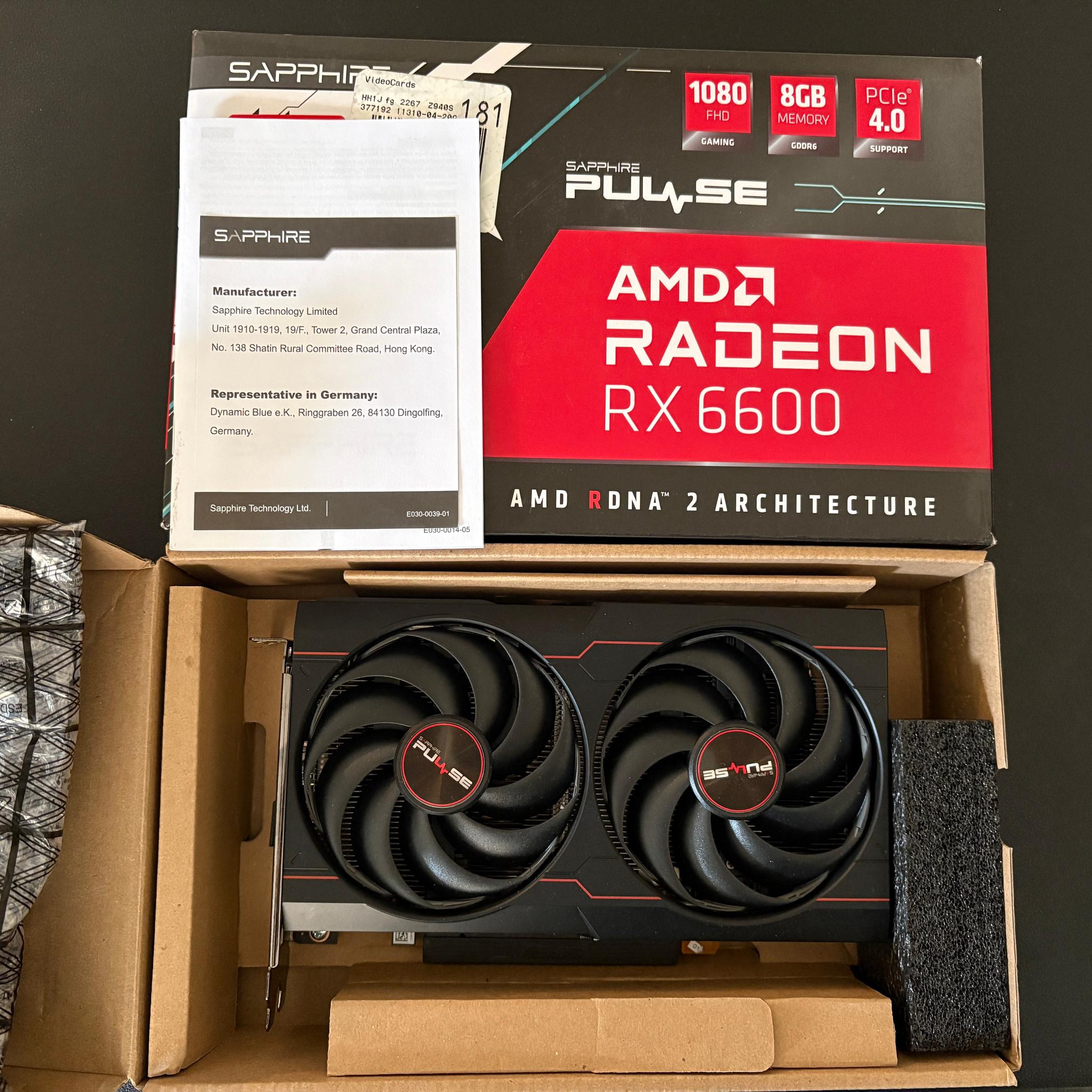RX 6600 Sapphire LITE Edition 8GB VRAM PCIE 4.0
