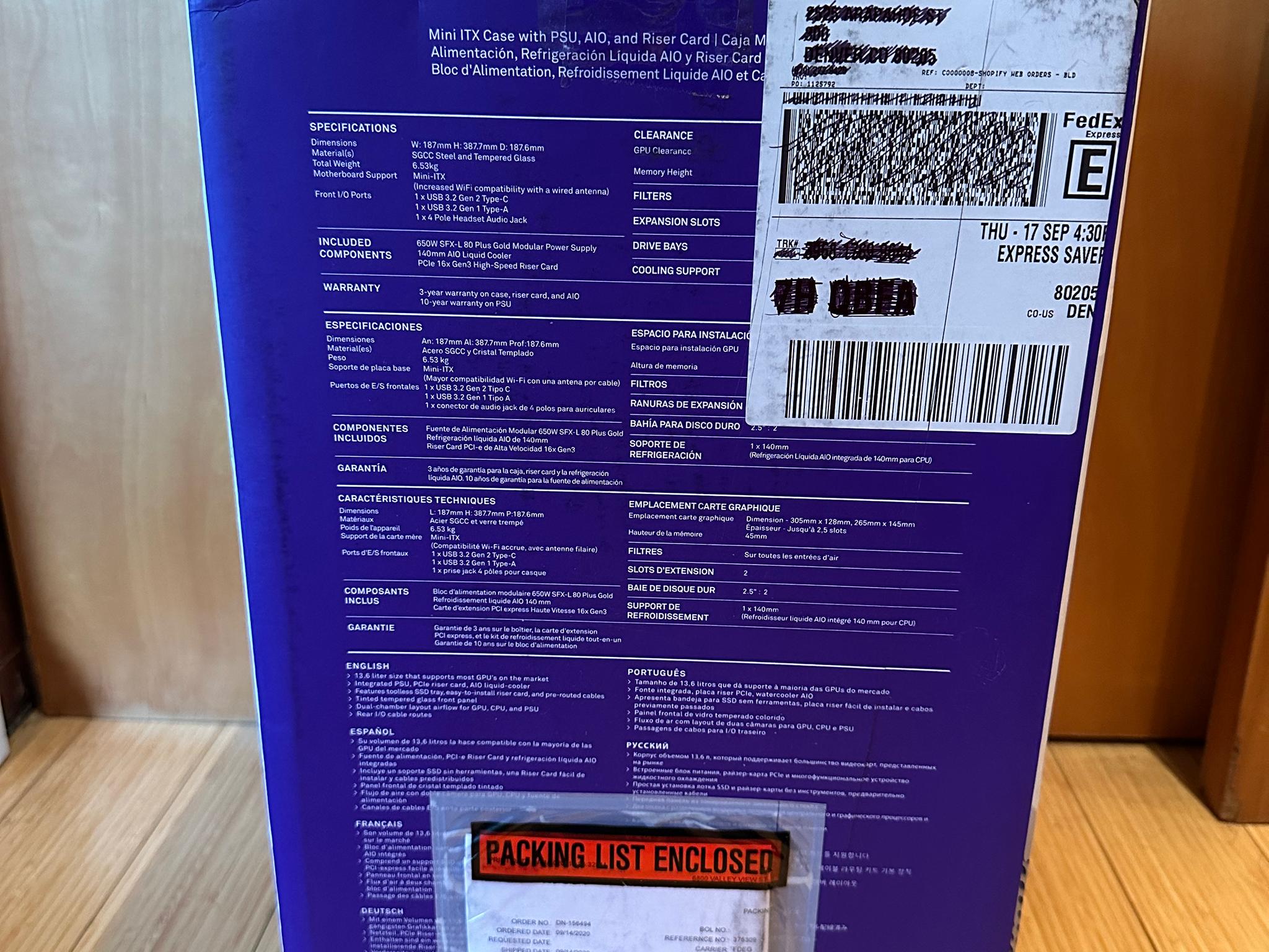 White NZXT H1 Mini ITX Case with PSU, AIO, and Riser Card (Lightly Used, In Box, Riser NOT upgraded)