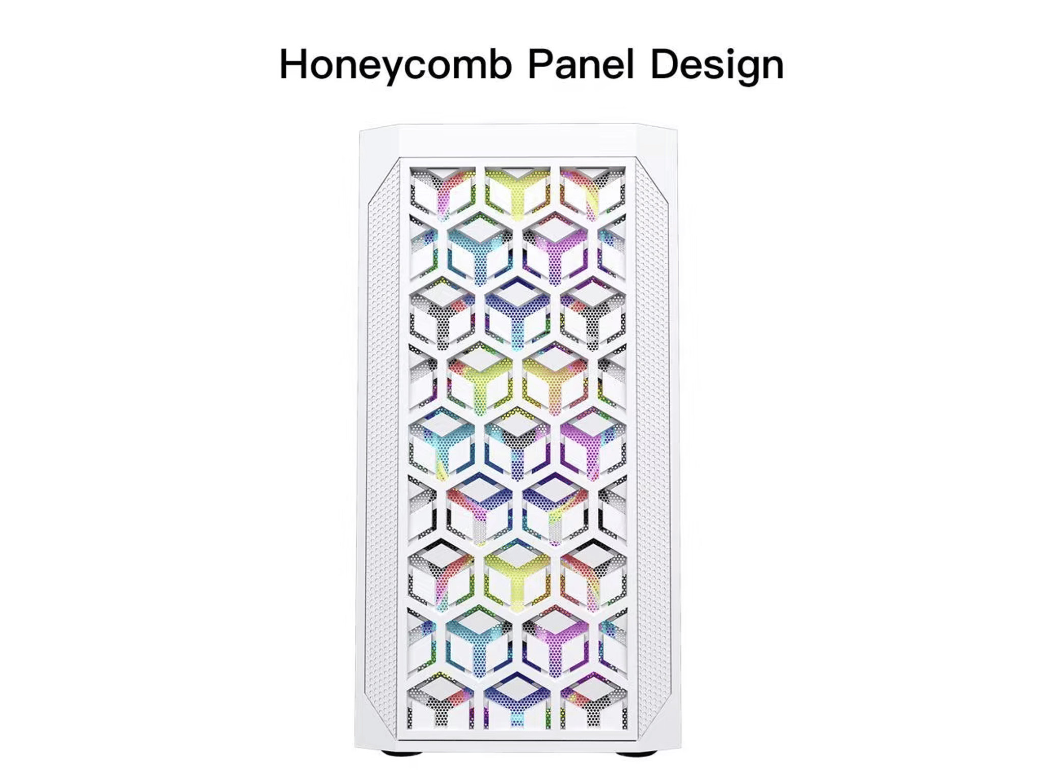 ESGAMING White Micro ATX Mini ITX Tower Micro ATX Case, Tempered Glass Side Panel, Rainbow LED Fans