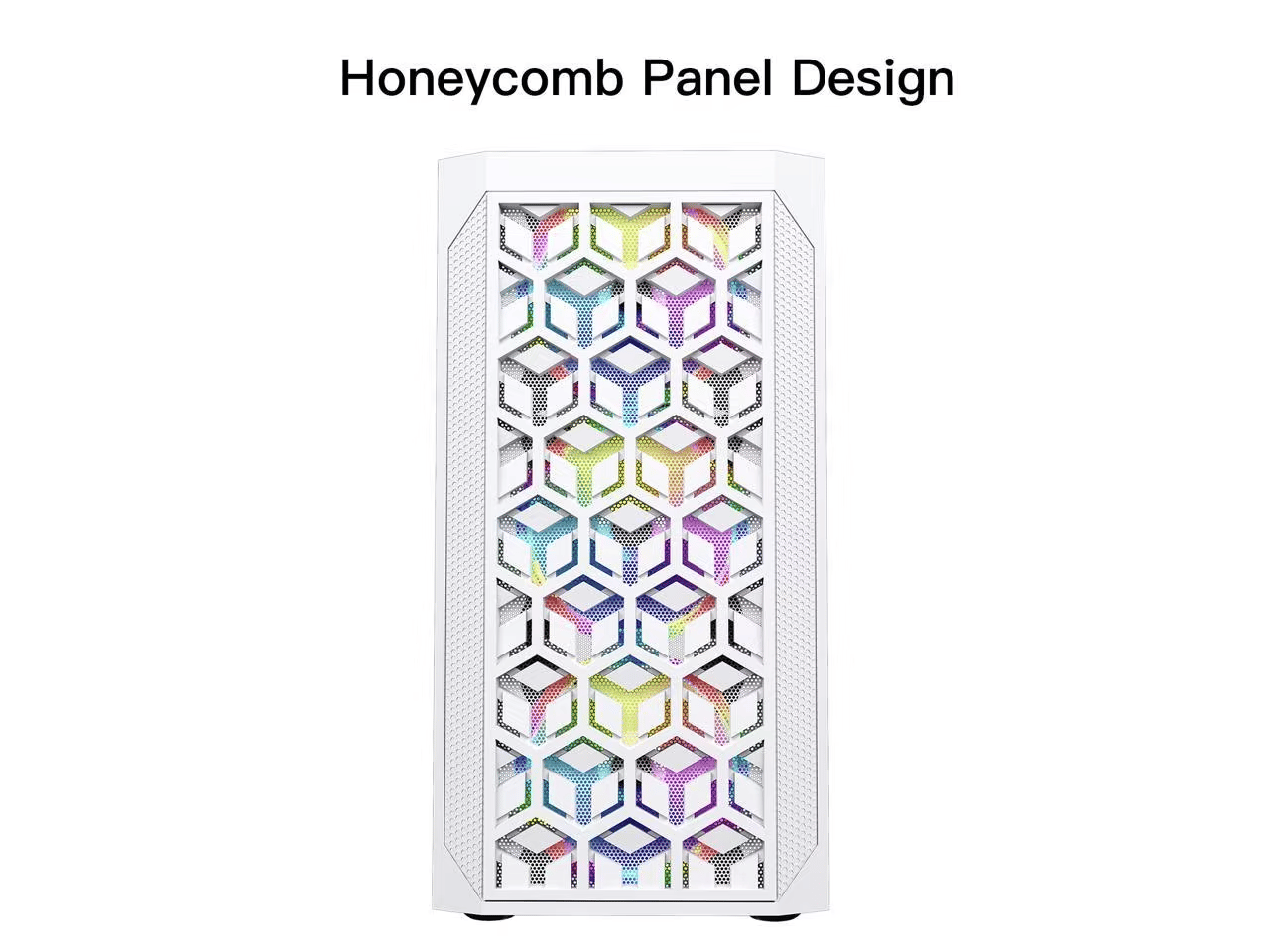 ESGAMING White Micro ATX Mini ITX Tower Micro ATX Case, Tempered Glass Side Panel, Rainbow LED Fans