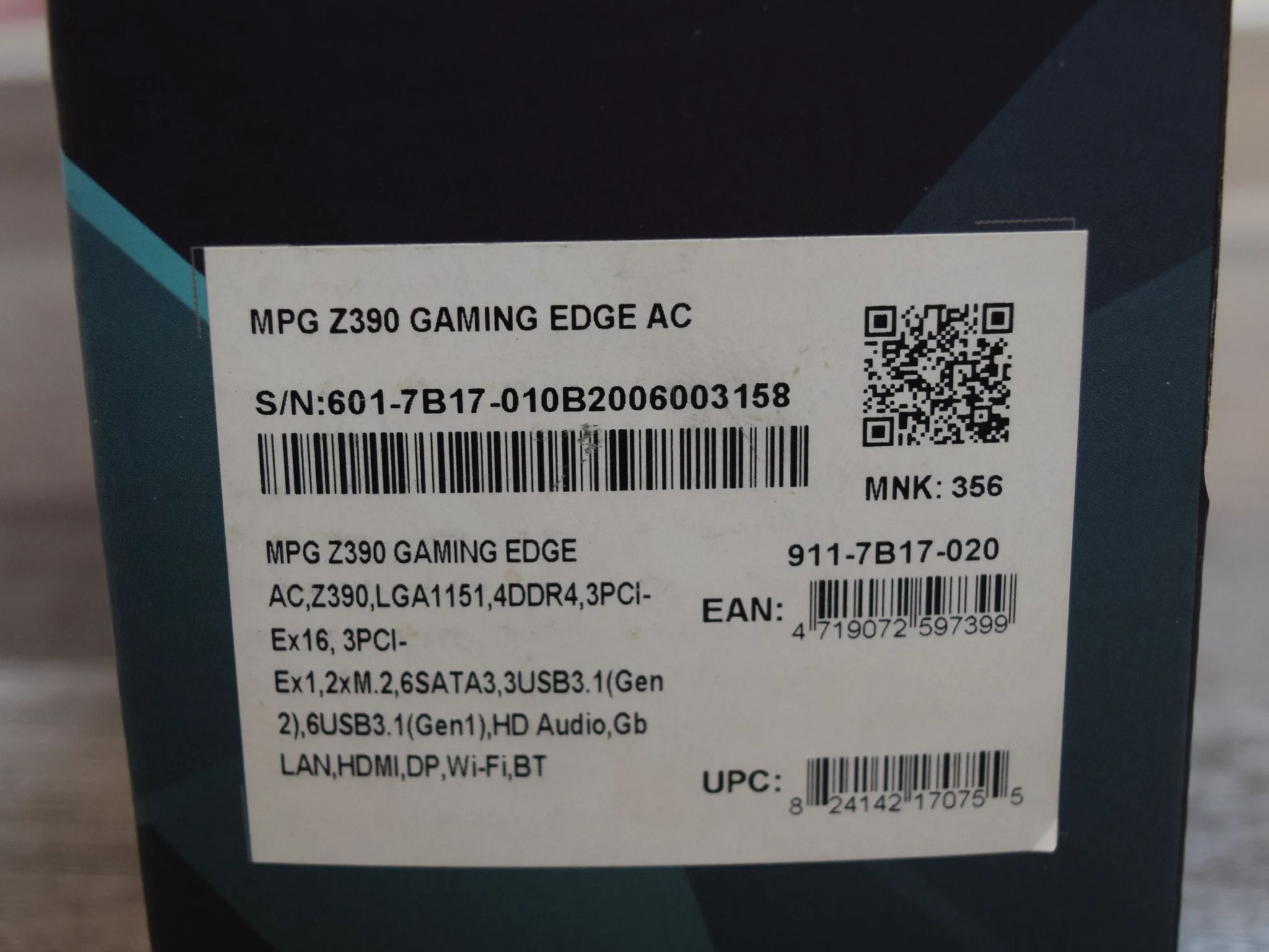 *USED* MSI MPG Z390 GAMING EDGE AC (MS-7B17)