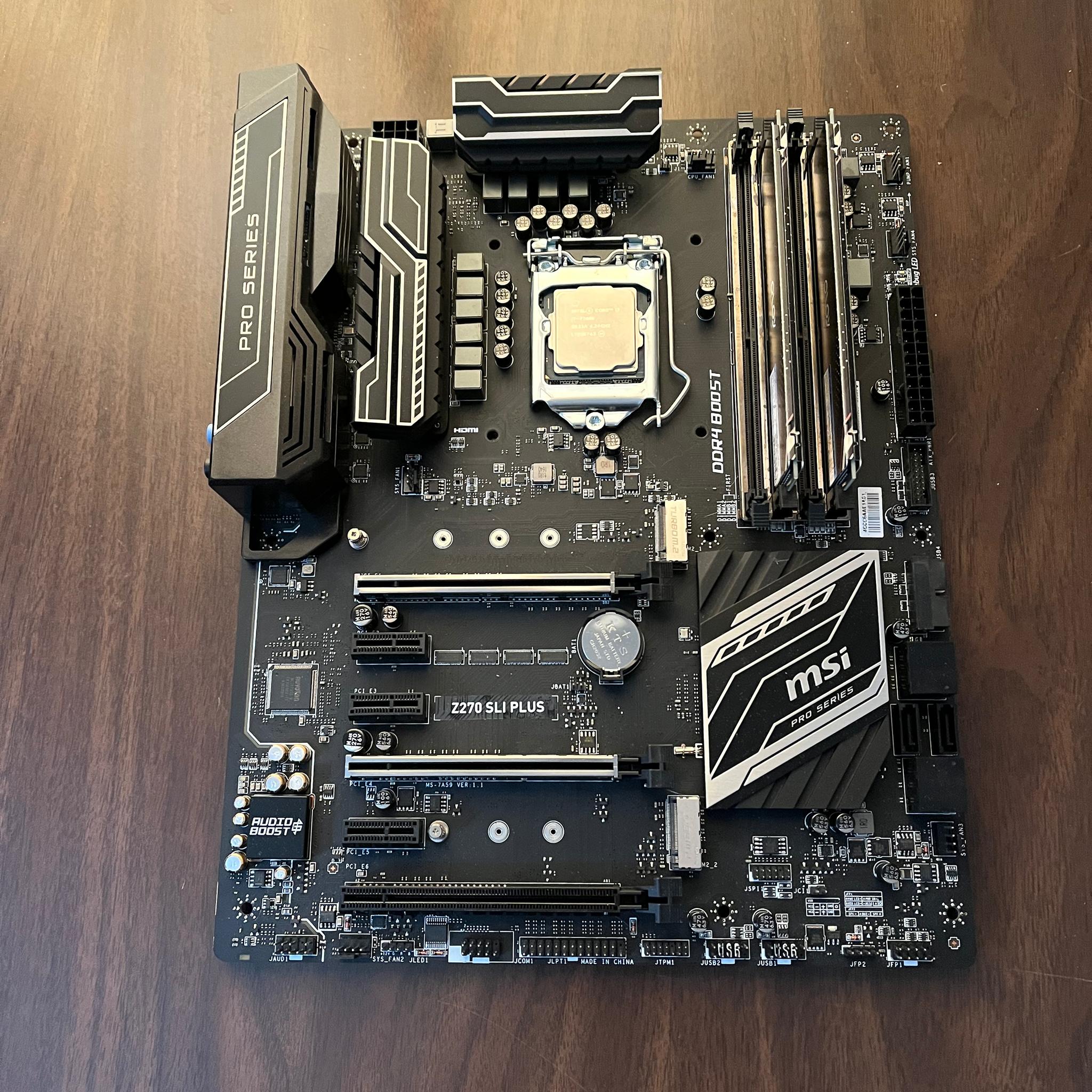 MSI Z270 SLI PLUS | I7-7700K | 16GB 3200MHz DDR4 | Latest BIOS | I/O Shield & Original Accessories