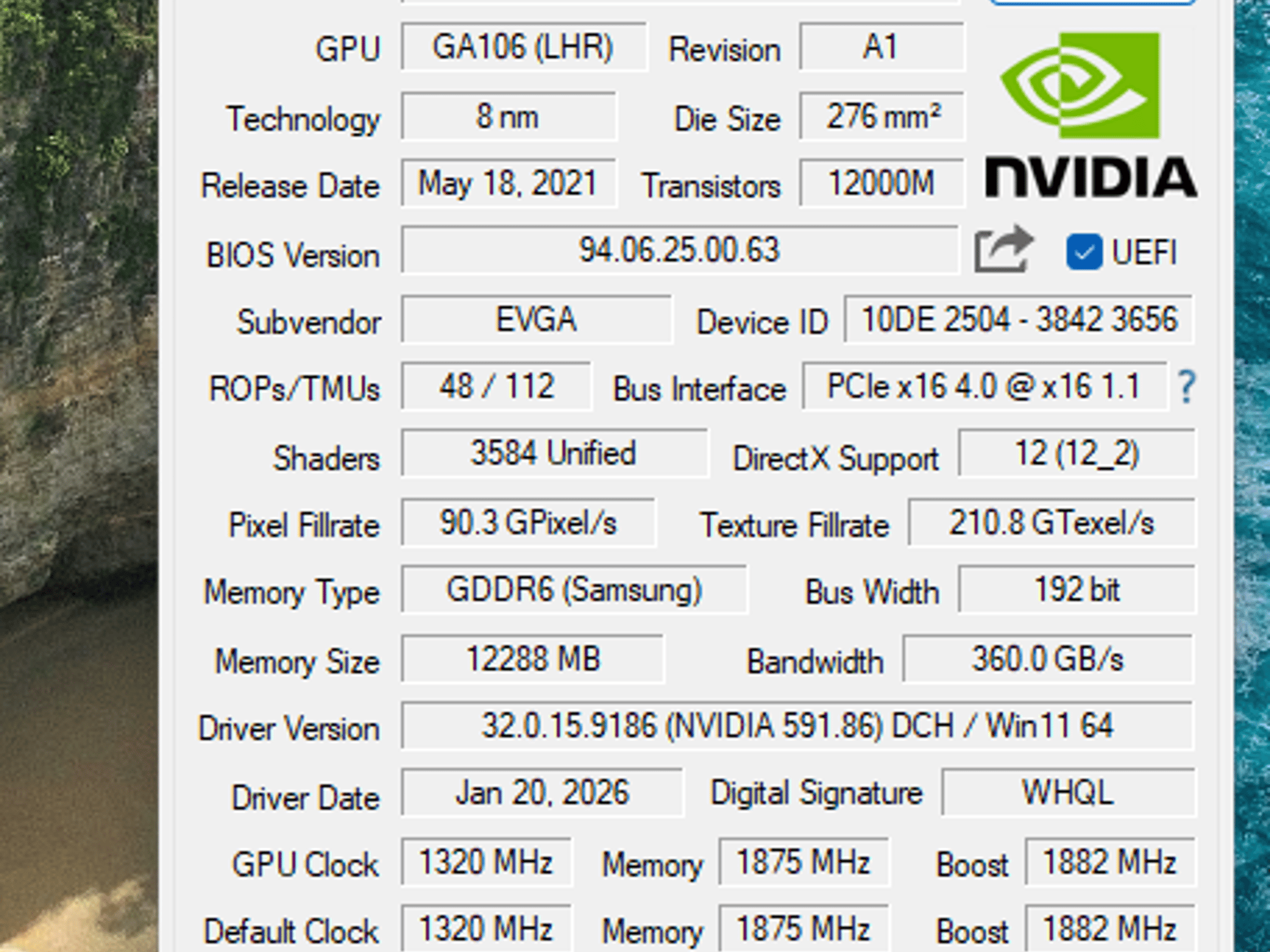 EVGA GeForce RTX 3060 12GB - Benchmarked, Clean