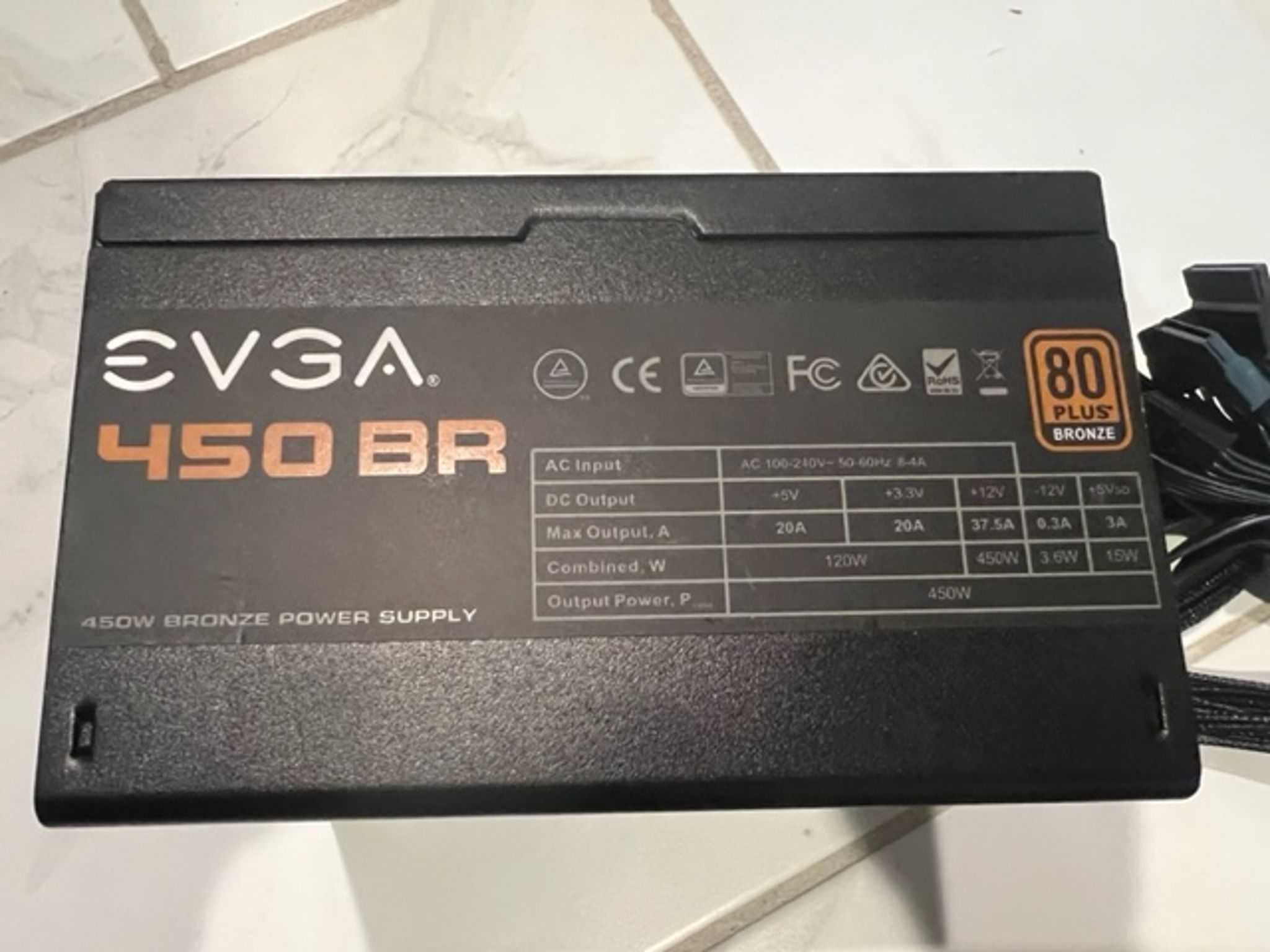 EVGA 450BR 450 WATT 80 PLUS BRONZE POWER SUPPLY NON MODULAR