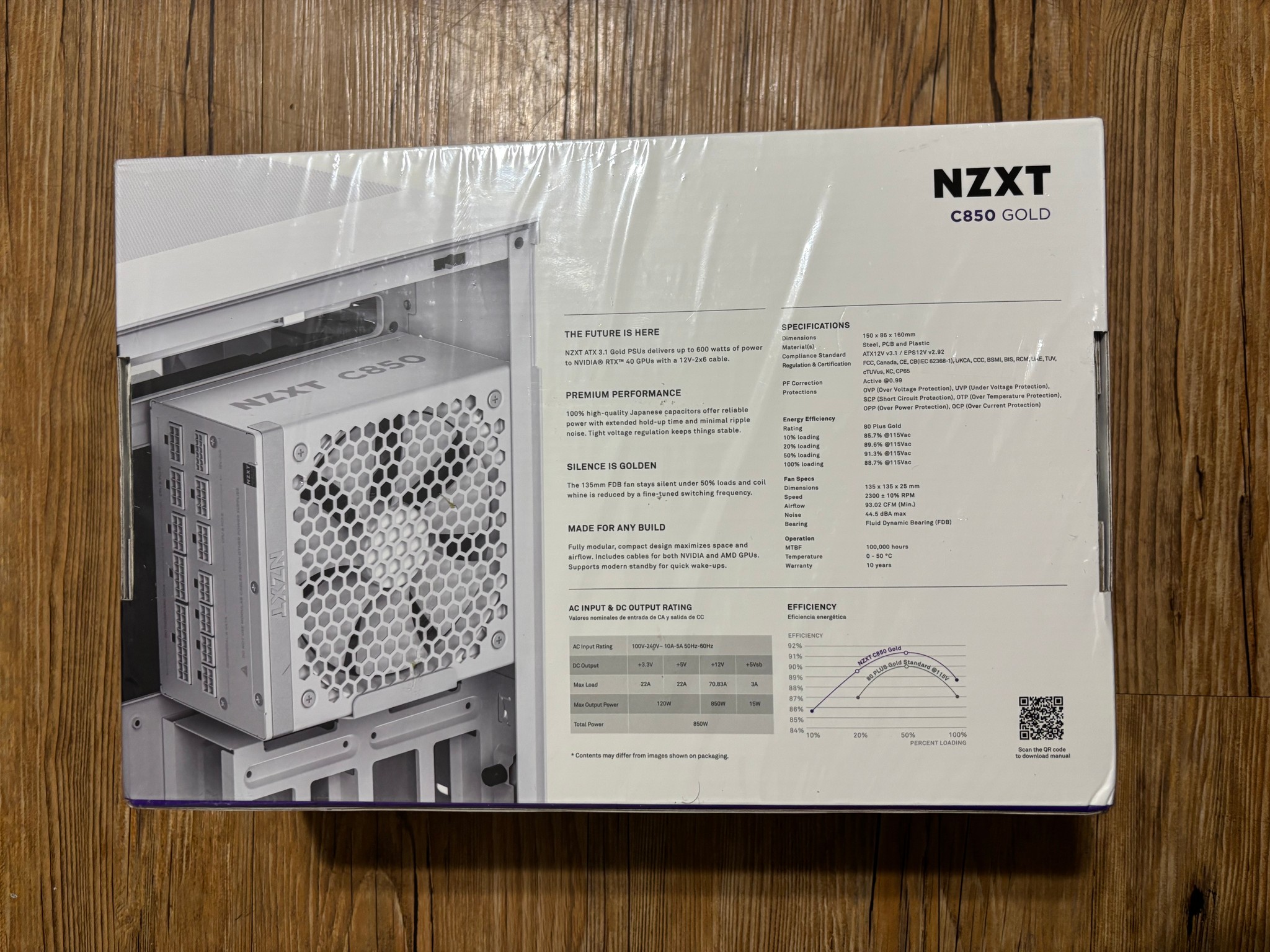 NZXT C850 Gold NEW (2024) ATX 3.1 White Fully Modular Power Supply 850 Watts 80 Plus Gold 12V-2x6