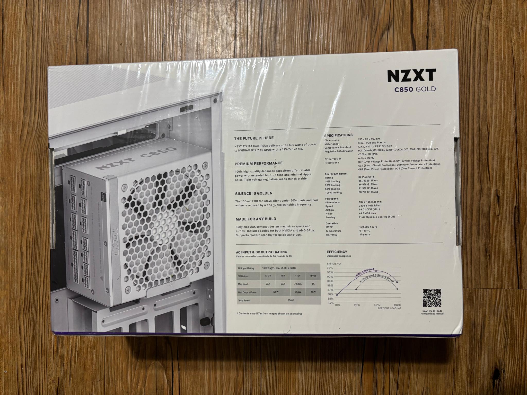 NZXT C850 Gold NEW (2024) ATX 3.1 White Fully Modular Power Supply 850 Watts 80 Plus Gold 12V-2x6
