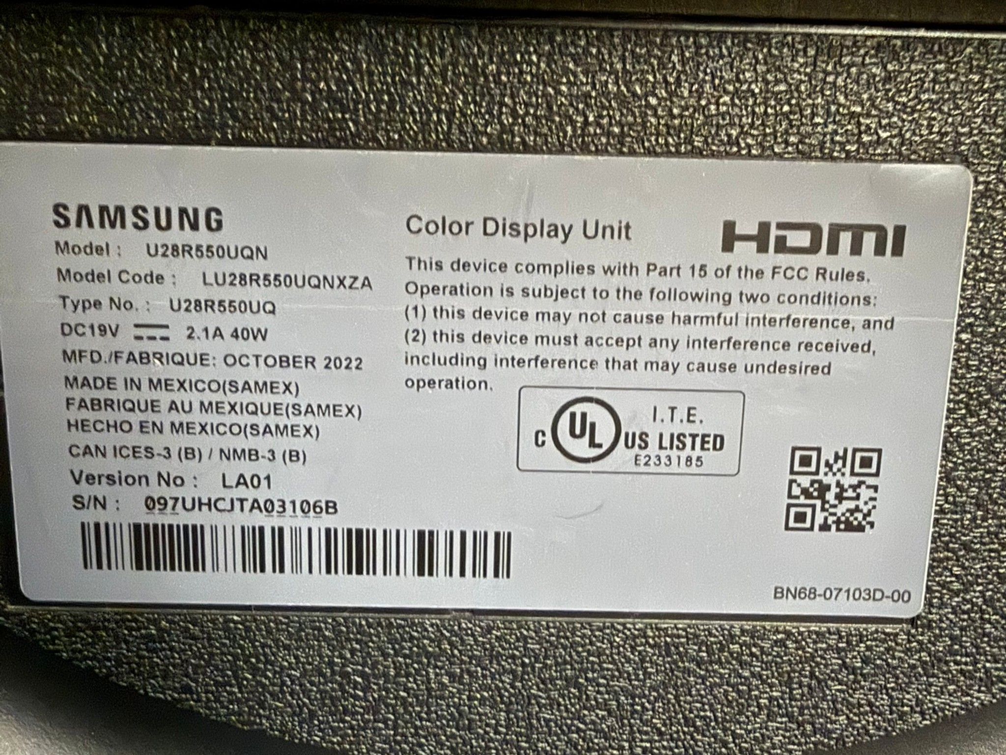 Samsung U28R550UQN 28" IPS 4K (3840 x 2160) UHD Monitor (HDR)