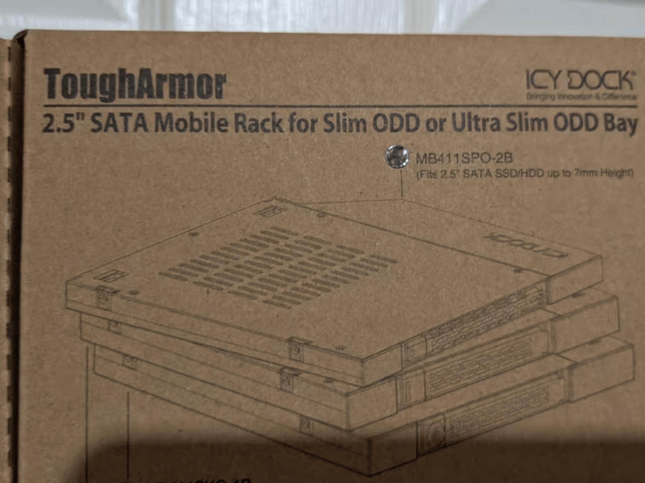 BNIB Icy Dock MB411SPO-2B 2.5" SAS/ SATA Mobile Rack for Ultra Slim ODD Bay