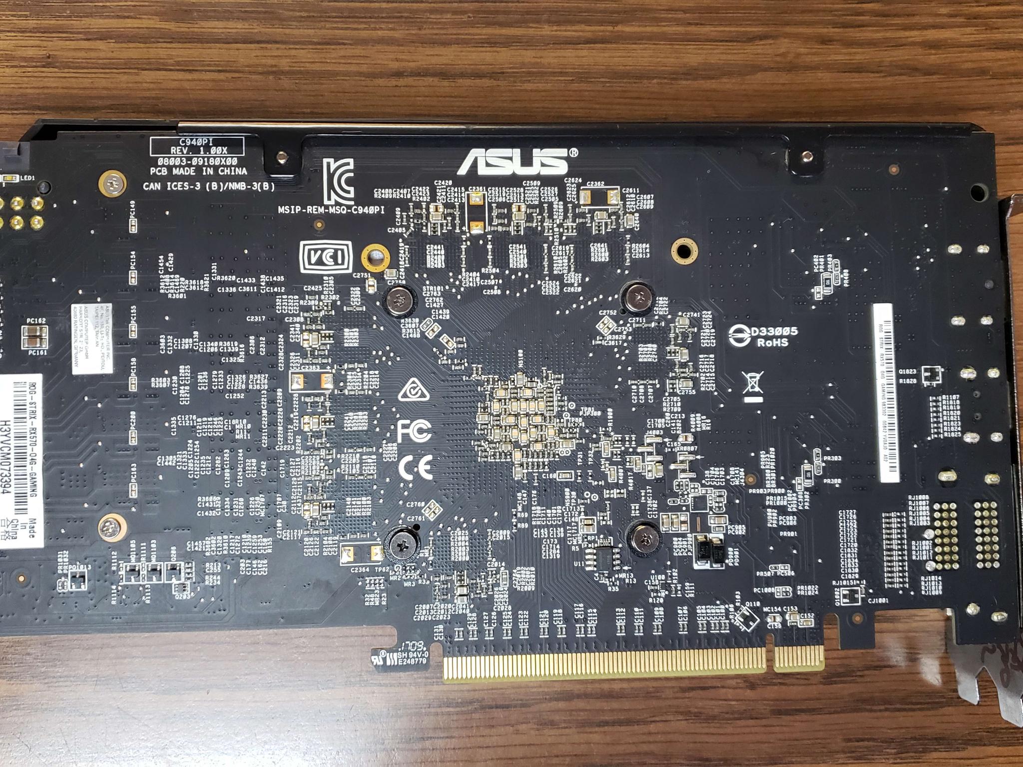 Asus RX 570 Strix graphics card with 4gb memory