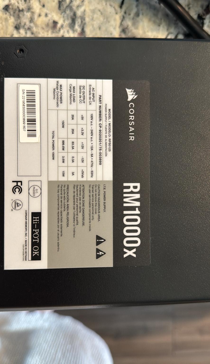 Used-Corsair RM1000x PSU