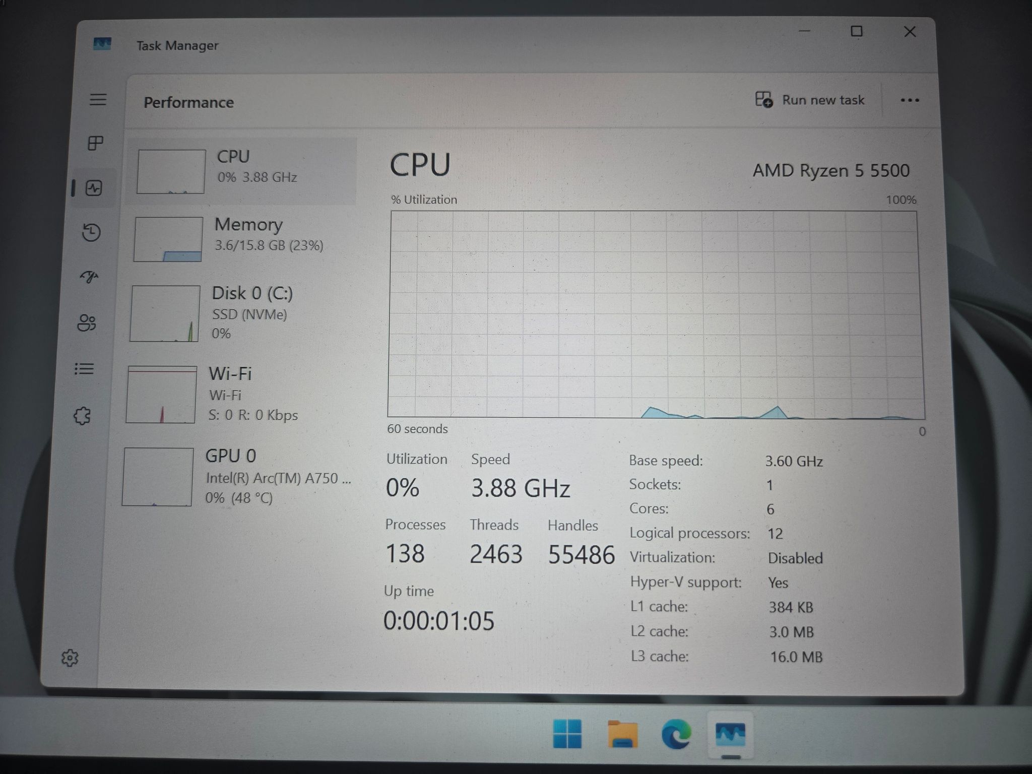 Arc A750 Custom Gaming PC - Ryzen 5 5500, 16GB RAM