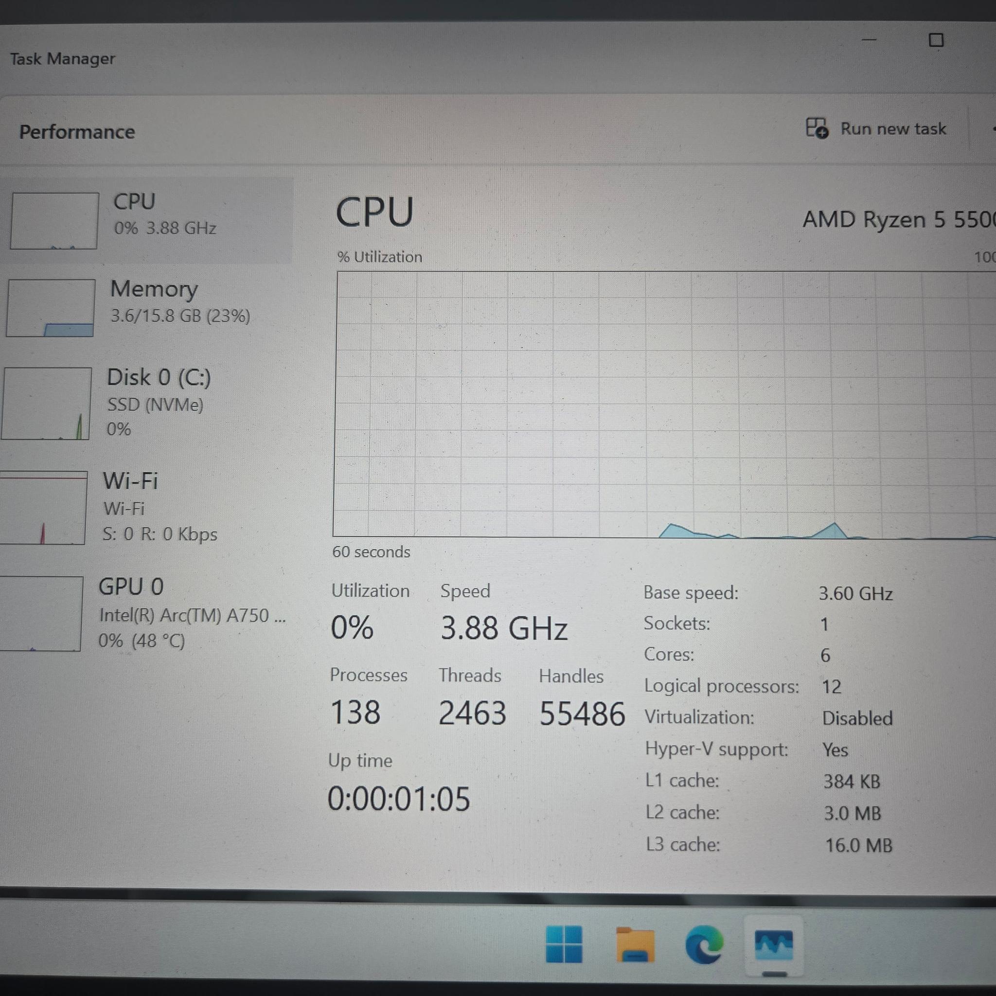 Arc A750 Custom Gaming PC - Ryzen 5 5500, 16GB RAM