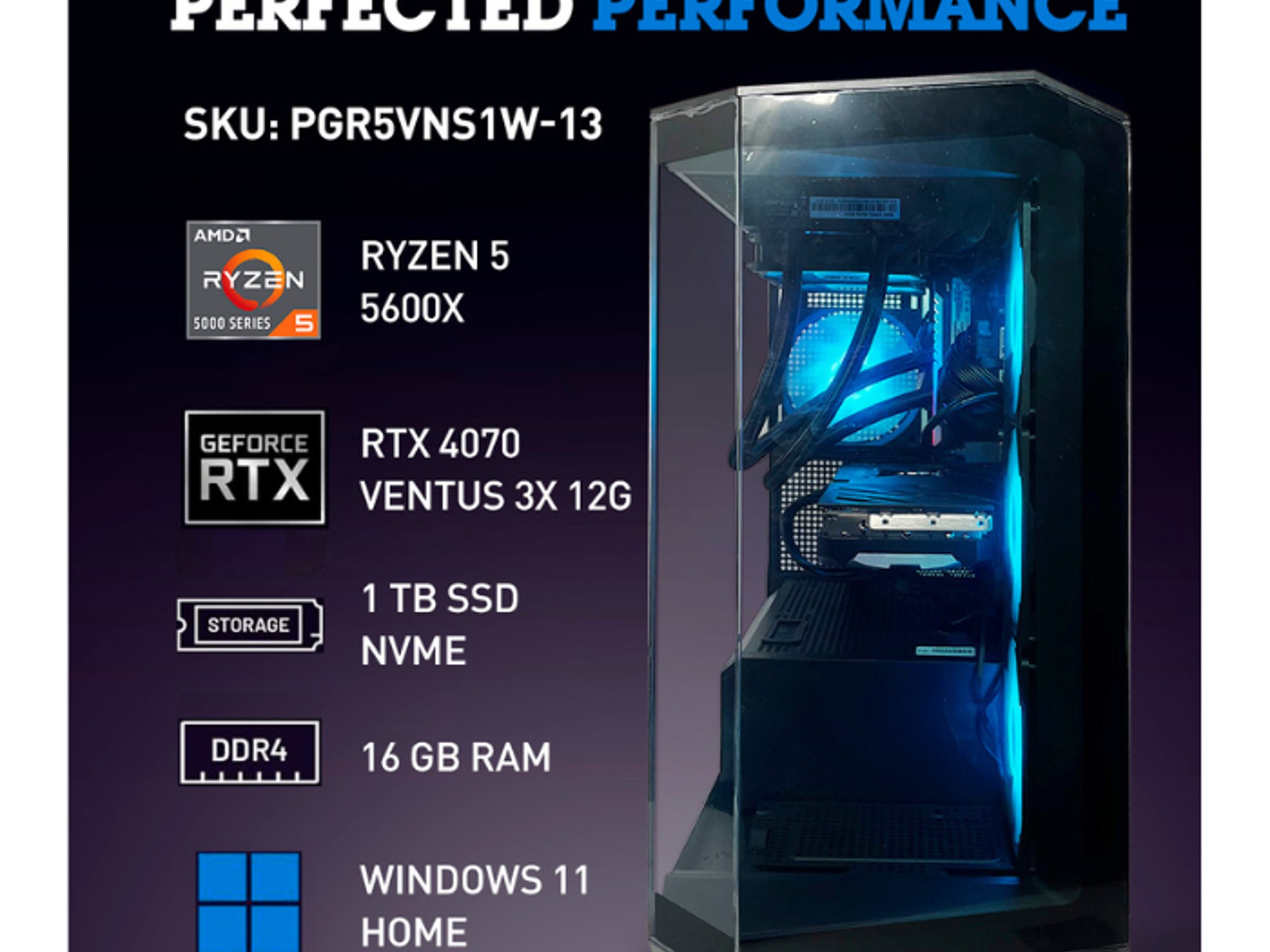 NSX PC Gamer PRO | R5 5600X | 16 GB RAM | 1TB SSD | NVIDIA GEFORCE RTX 4070 | WiFi | Win 11 Home