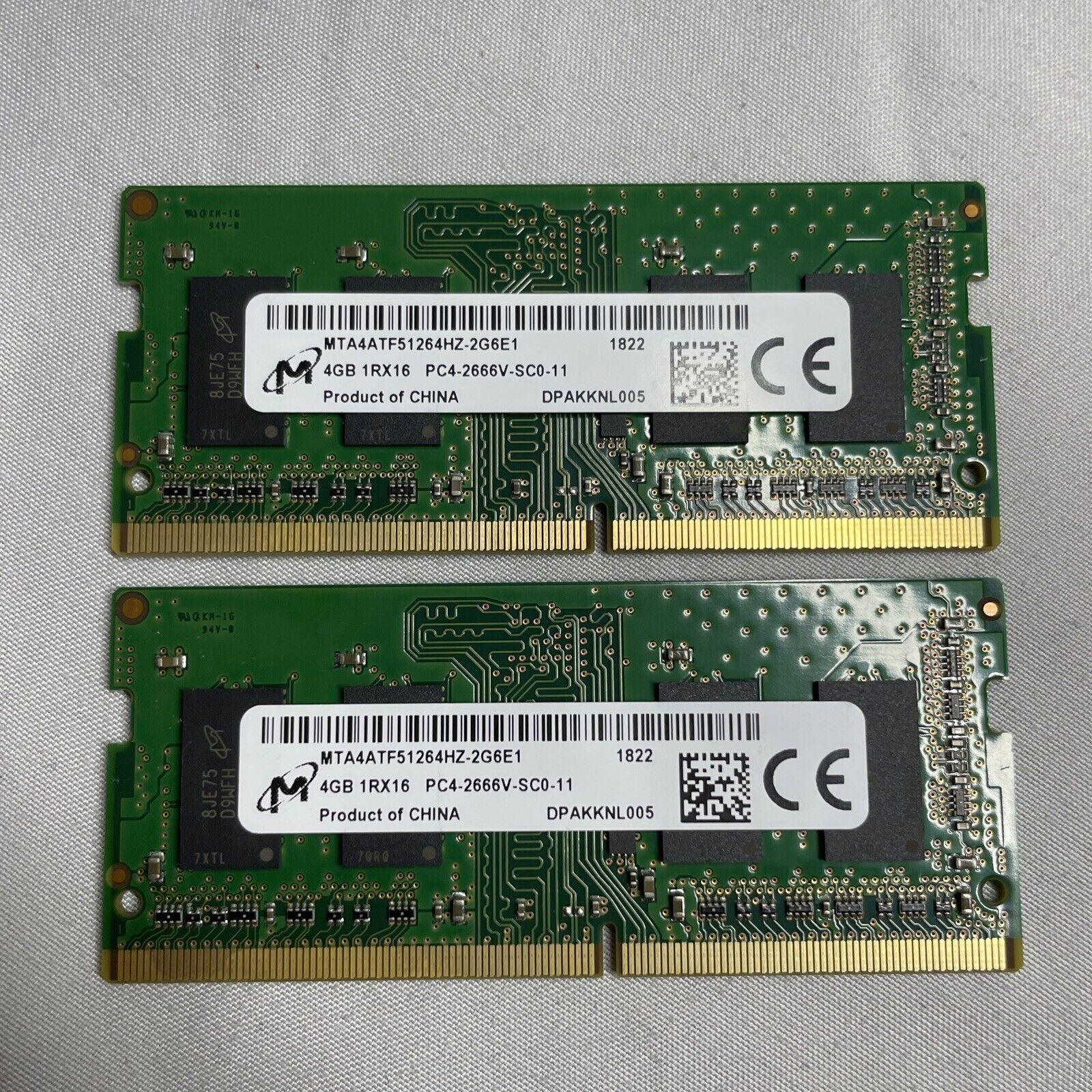 Pre-owned 8GB, (2x4GB) Micron MTA4ATF51264HZ-2G6E1 Laptop Memory
