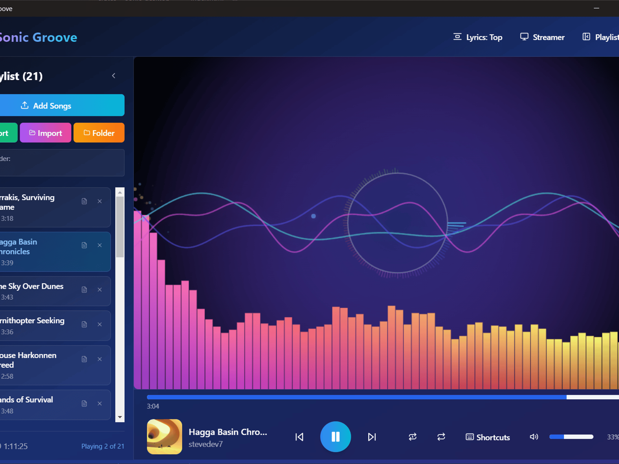 Sonic Groove Flash Drive - Mp3 player/visualizer - Win/Linux/Steam Deck