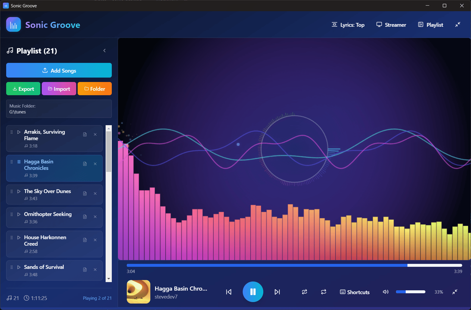 Sonic Groove Flash Drive - Mp3 player/visualizer - Win/Linux/Steam Deck