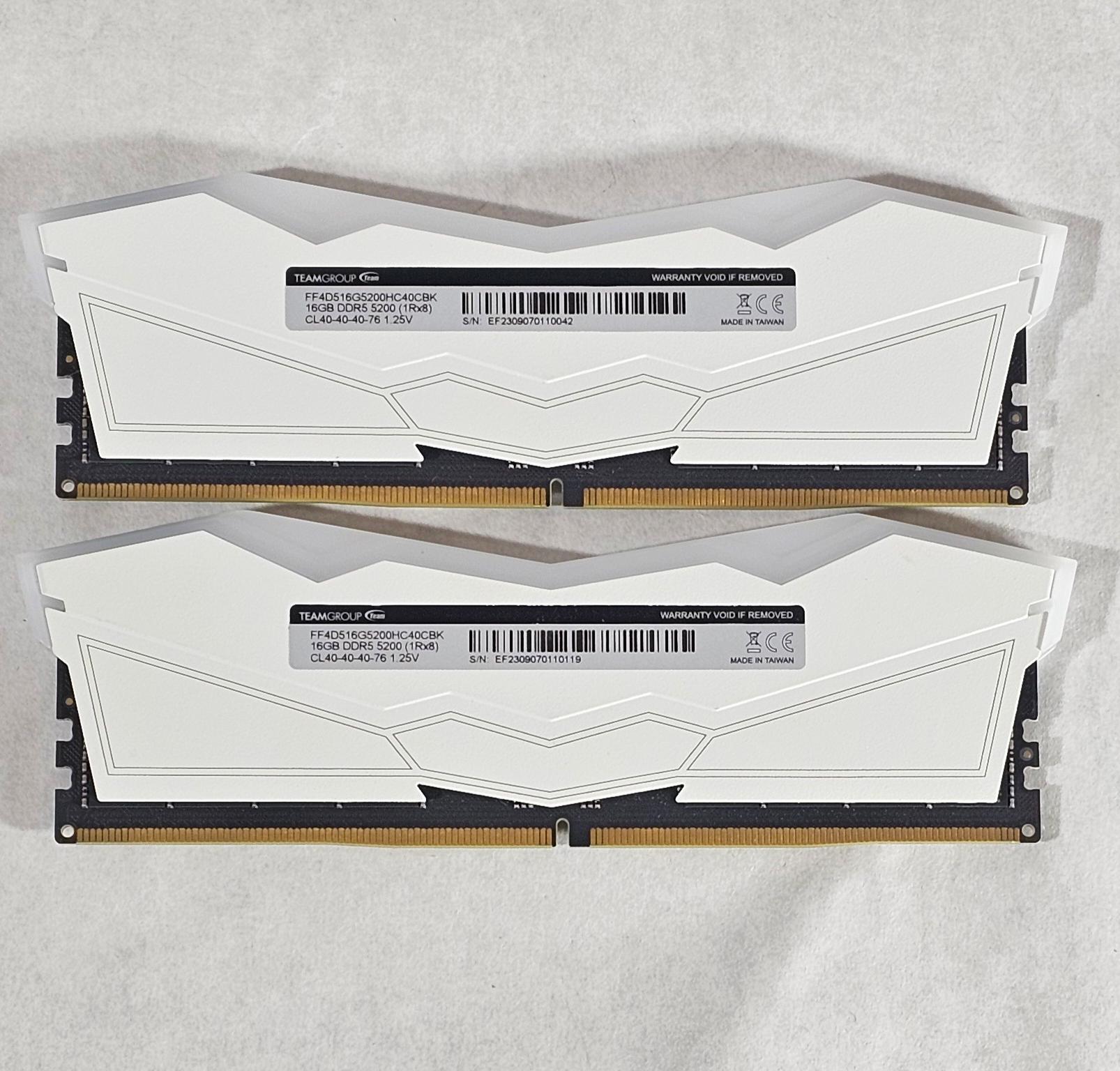 32GB DDR5 (2x16GB) CL40 5200MHz White RGB T-FORCE DELTA R