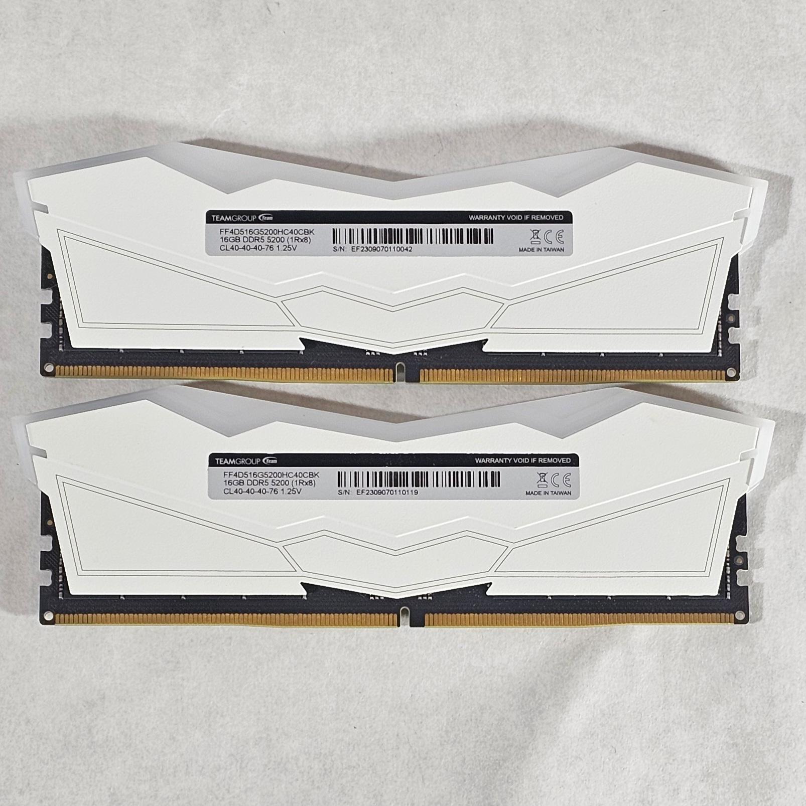32GB DDR5 (2x16GB) CL40 5200MHz White RGB T-FORCE DELTA R